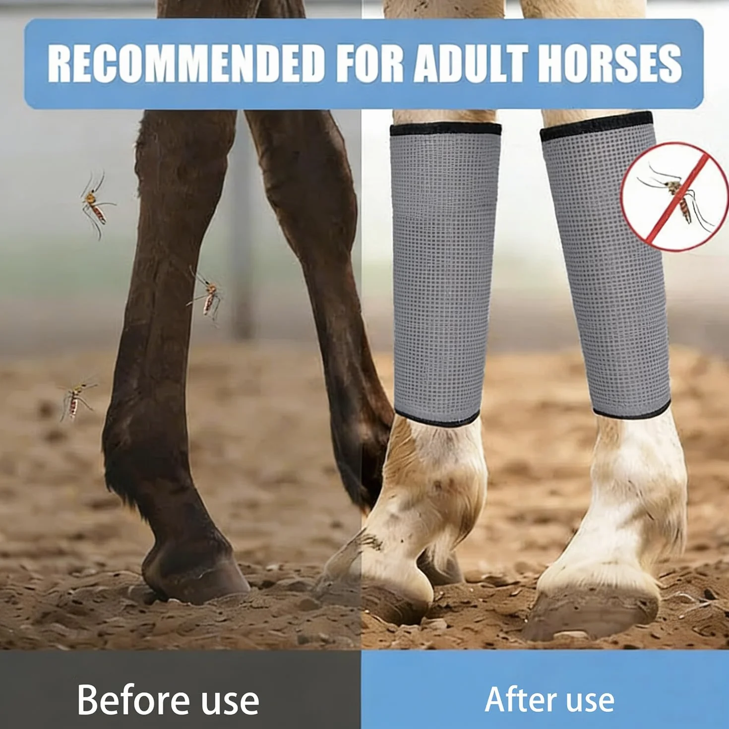 Polainas Antimoscas para Caballos Paquete de 4 Gris Protectores