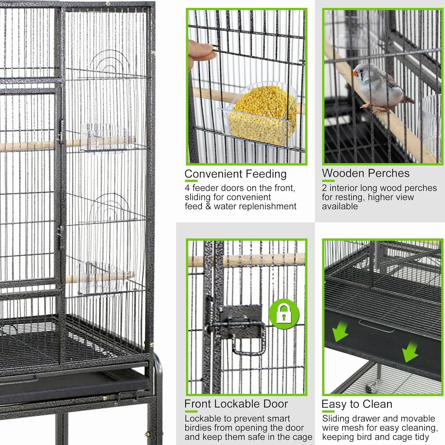 Jaula para Pájaros, Transportín Versátil para El Hogar Y Los Viajes. Accesorios Ideales para Cacatúas, Loros, Periquitos, Cotorras, Cotorras, Palomas Y Otras Aves Pequeñas Y Medianas.