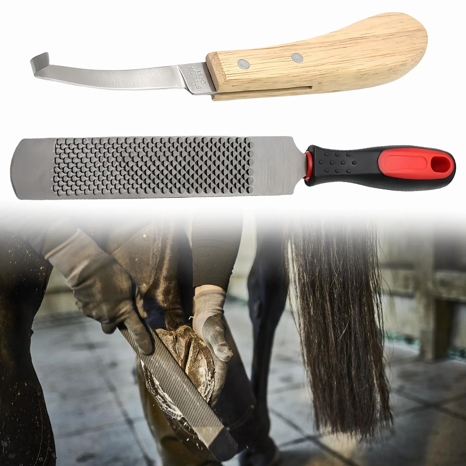 Lima De Herradura,8 Pulgadas 200MM Lima Para Pezuñas De Caballo Con Mango,Cuchillo Para El Cuidado De Las Pezuñas,Escofina Para Pezuñas,Escofina Profesional Para Lima De Caballos Para Vaca,Caballos