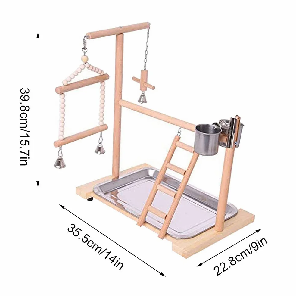Percha para pájaros Soporte de Percha for pájaros, Plataforma for Loros, Parque Infantil, Soporte for, Escalera, Juguetes interactivos con Tazas alimentadoras