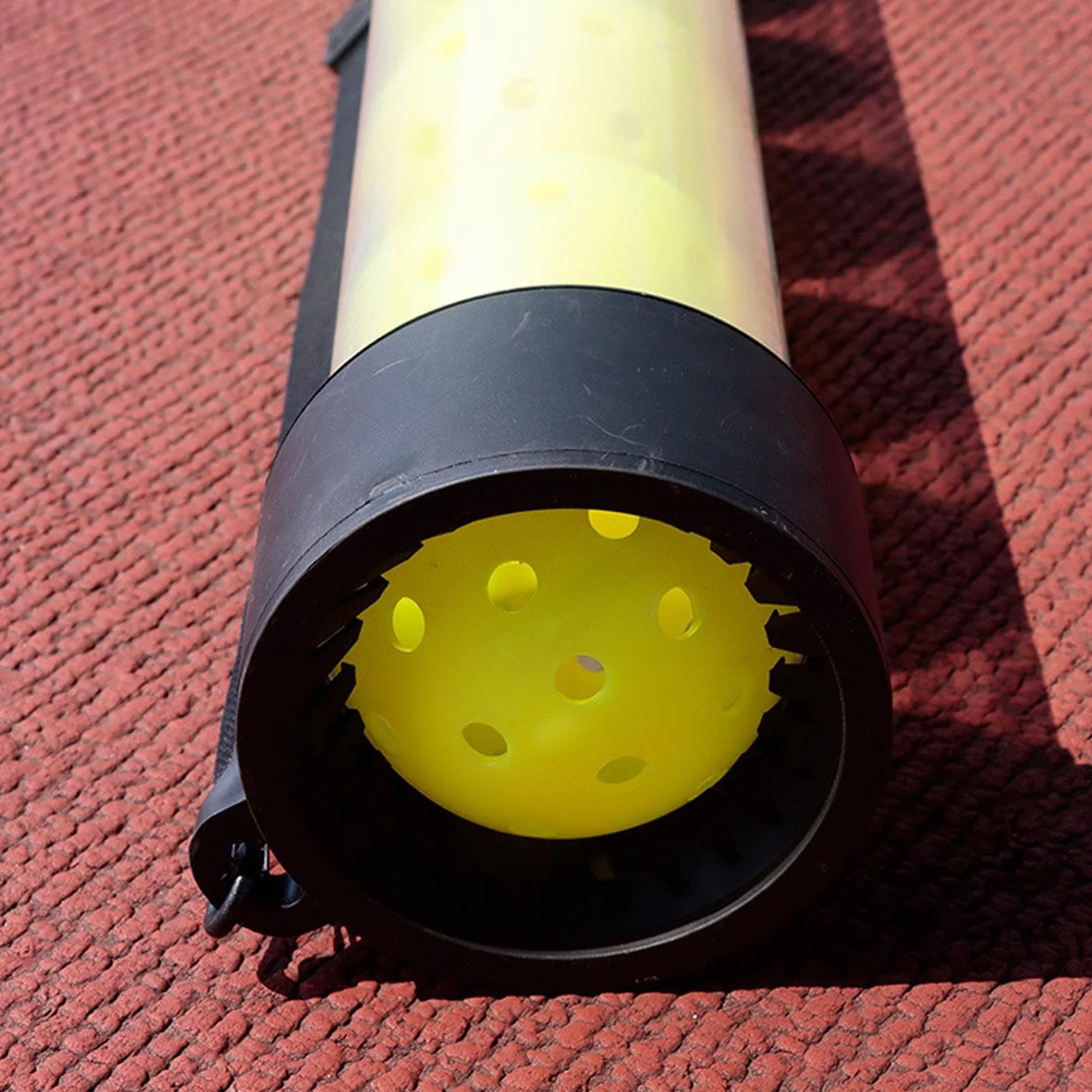 Tubo colector de pelotas de tenis portátil con correa para el hombro desmontable