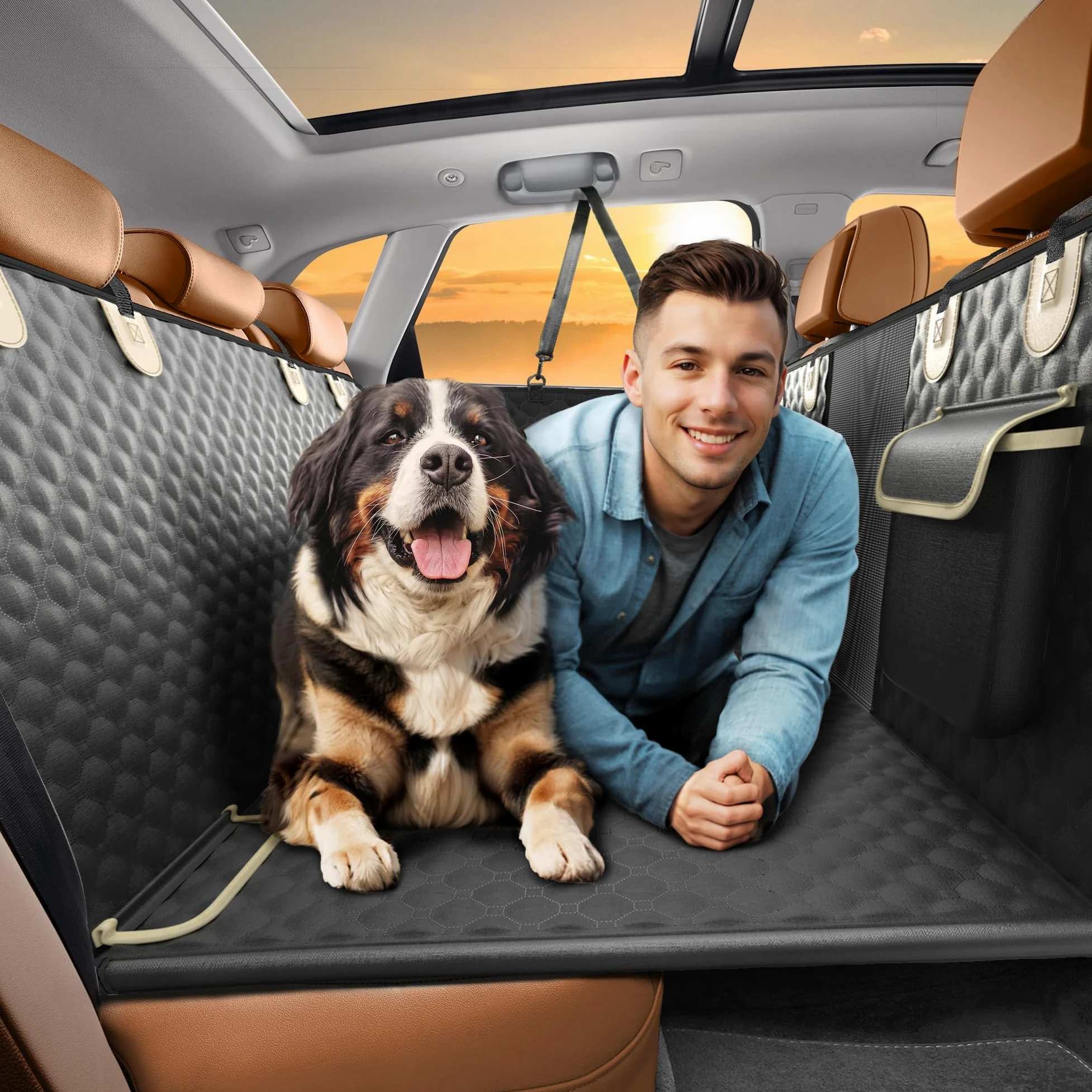 Funda Protector de Asiento de Coche para Perro para Macan 2014-2023, Cubre Asientos Perro Cubierta Alfombra de Asiento Coche para Perros Transportar y Viaje
