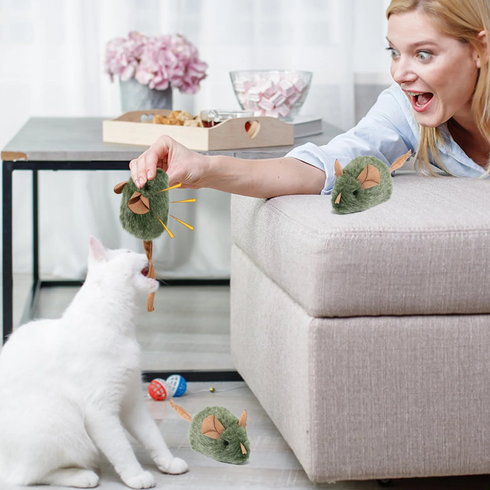 2 piezas gatos juguetes gatitos juguetes interactivos para gatos, ratón eléctrico para gatos, juguete de felpa, ratón, juguete de gatito, juguete para gatos, juguete para gatos, ratón eléctrico de