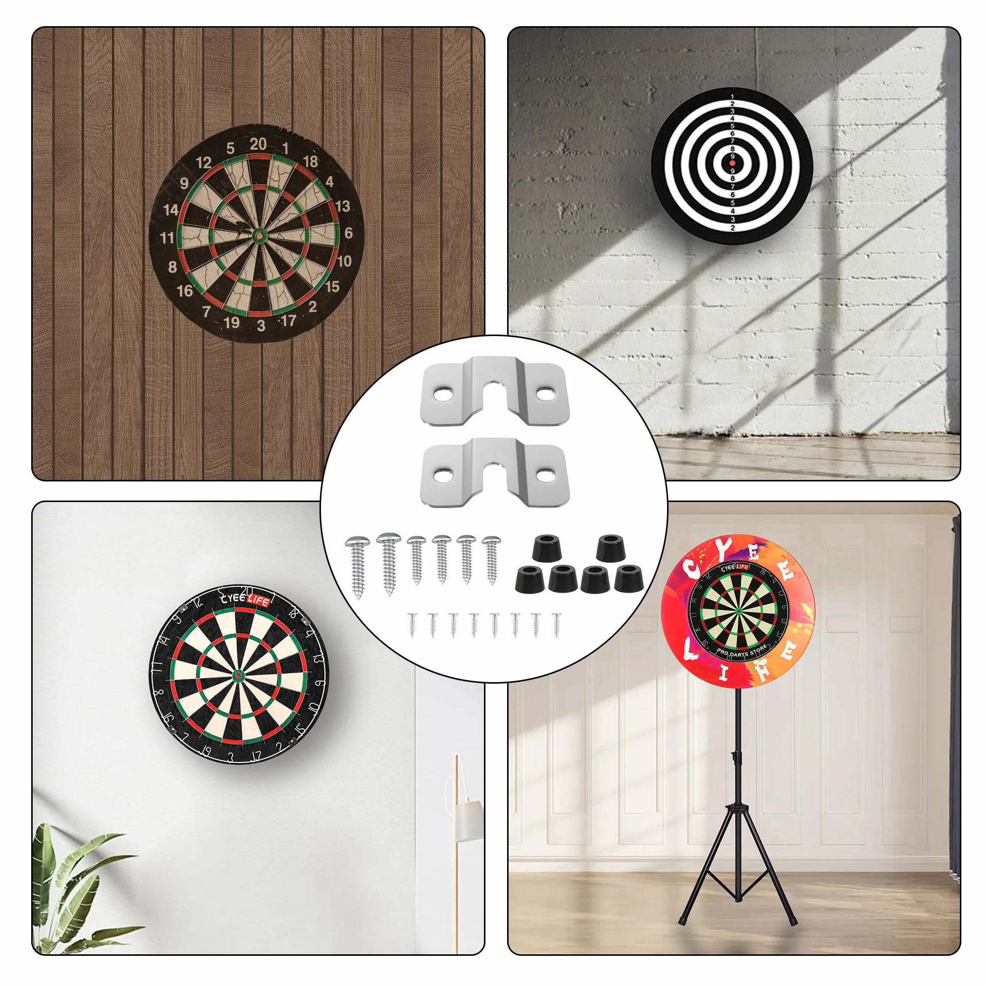CyeeLife Juego de 2 soportes de pared para tablero de dardos de acero