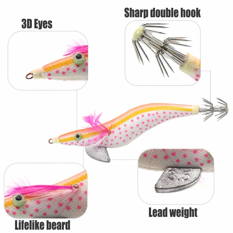 Croch 10 Piezas Señuelo Luminoso Pesca Camarones Cebo Calamar Sepia Pulpo