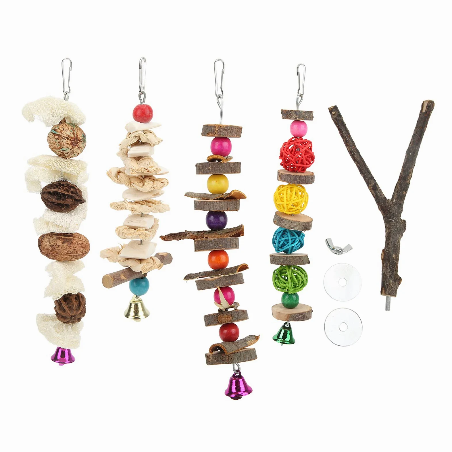 Columpio para loros, juguete con soporte para loros, multicolor, alivia el aburrimiento para el gris africano para calopsitte para guacamayos