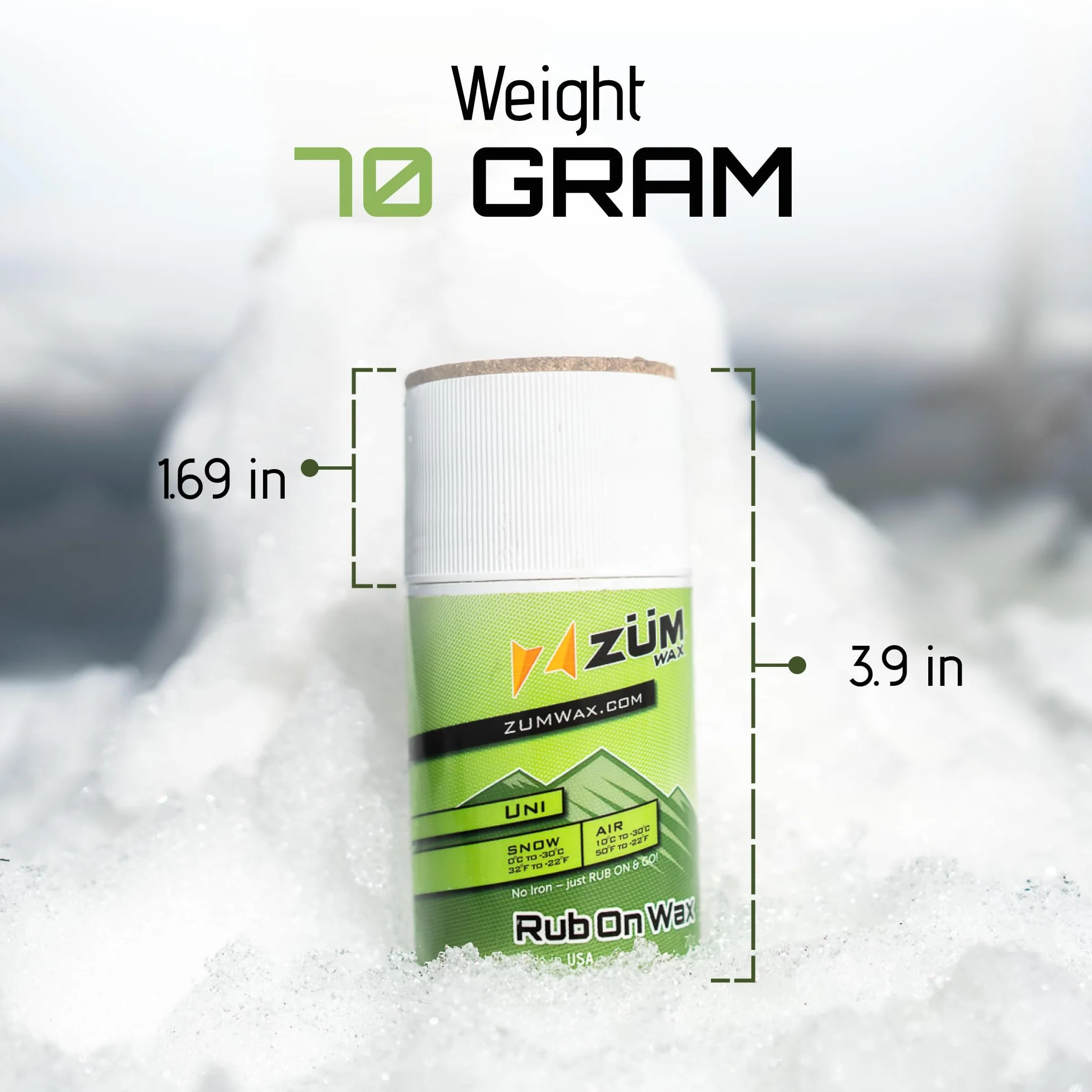 RUB ON Wax Ski Snowboard All Temperature Universal 70 gramos