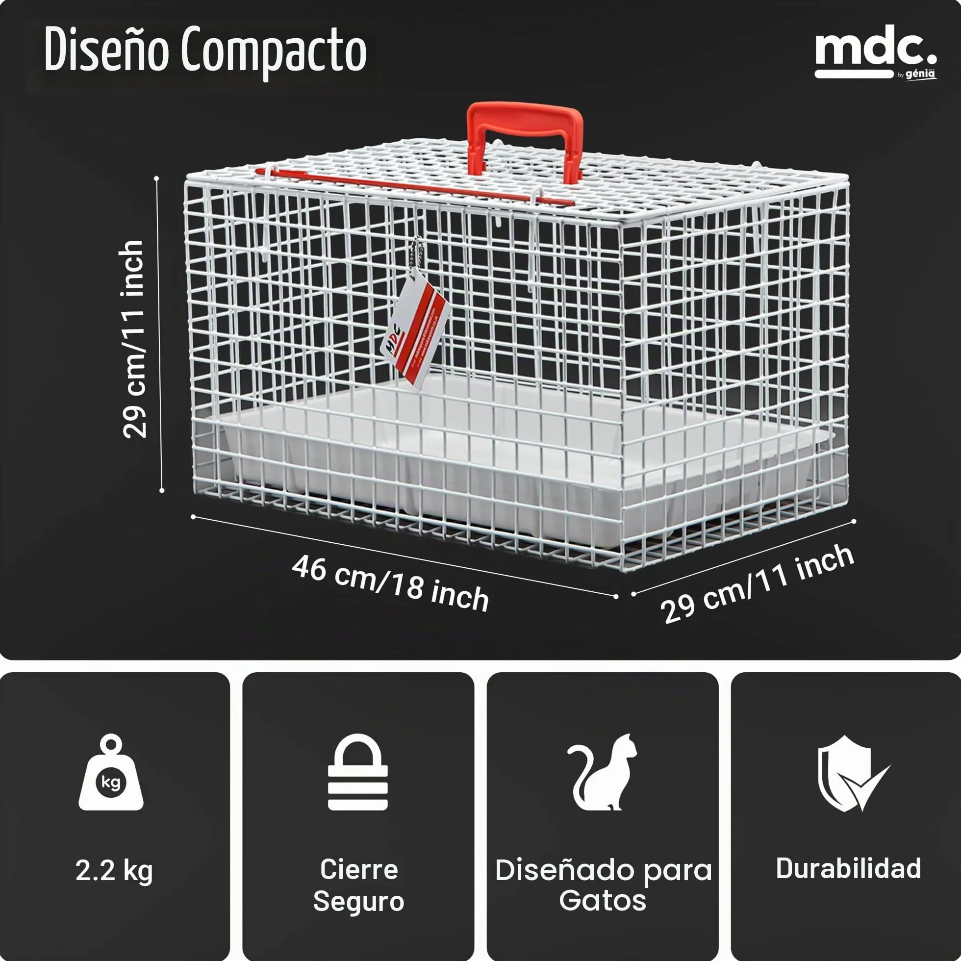 MDC Cesta de Transporte para Gatos, Color Blanco