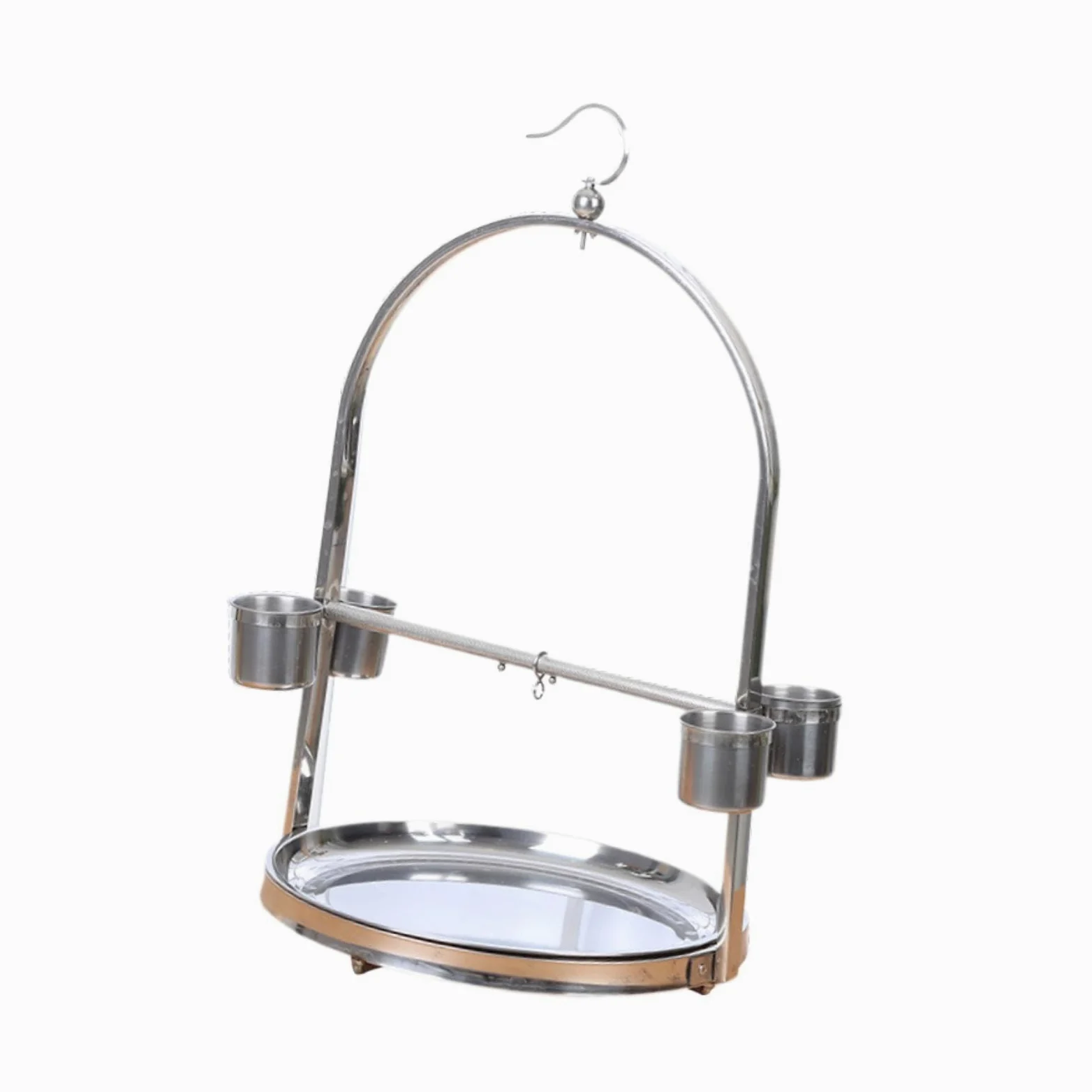 Jaula para pájaros, Gimnasio, Juego, Soporte, Percha, Mejora los hábitos de Las Aves, Limpia los Espacios fácilmente con Aplicaciones de Acero, Plata, 36x60 centímetros