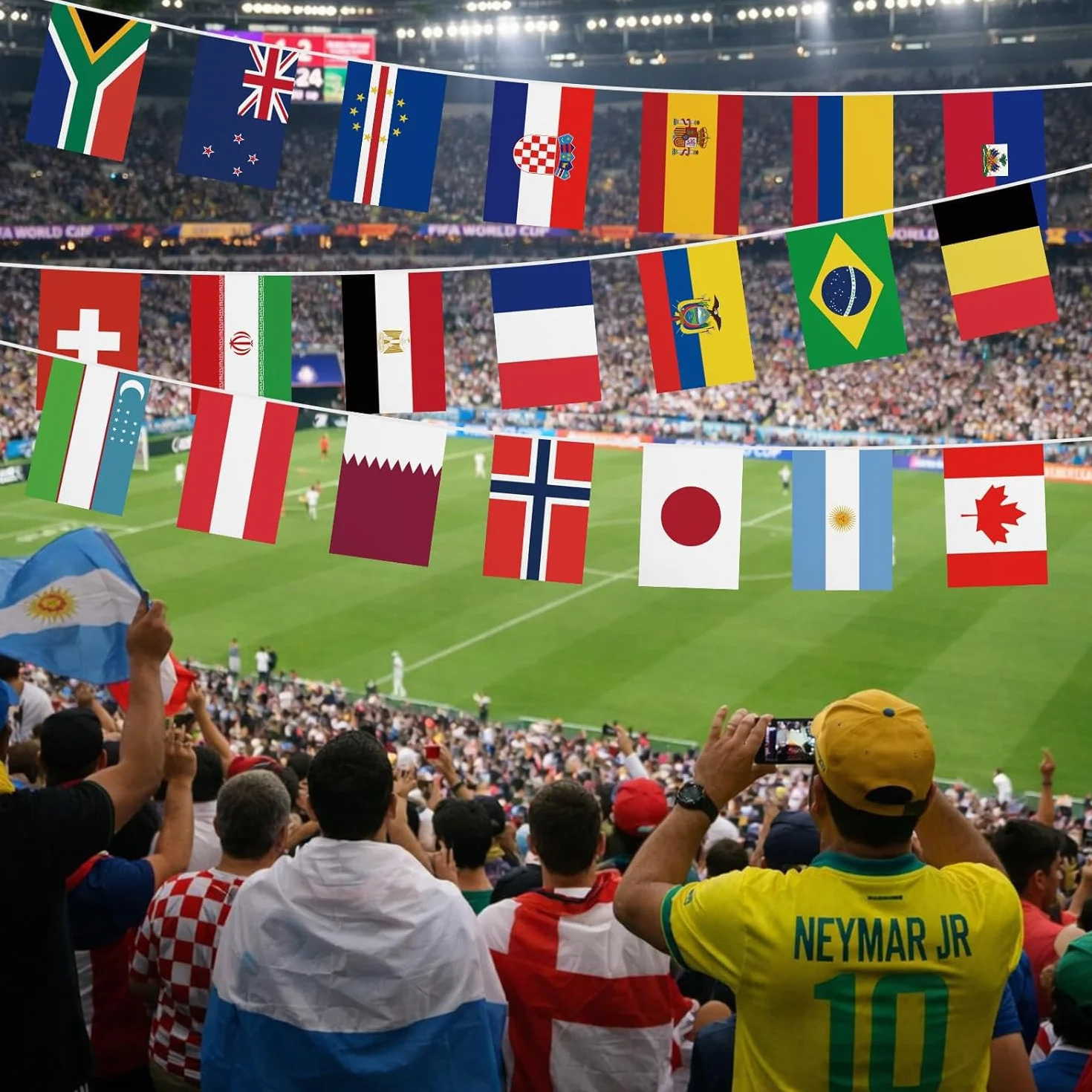 Banderas de la Copa del Mundo 2026, Banderines 48 países, 14x21 cm, para fiestas de fútbol