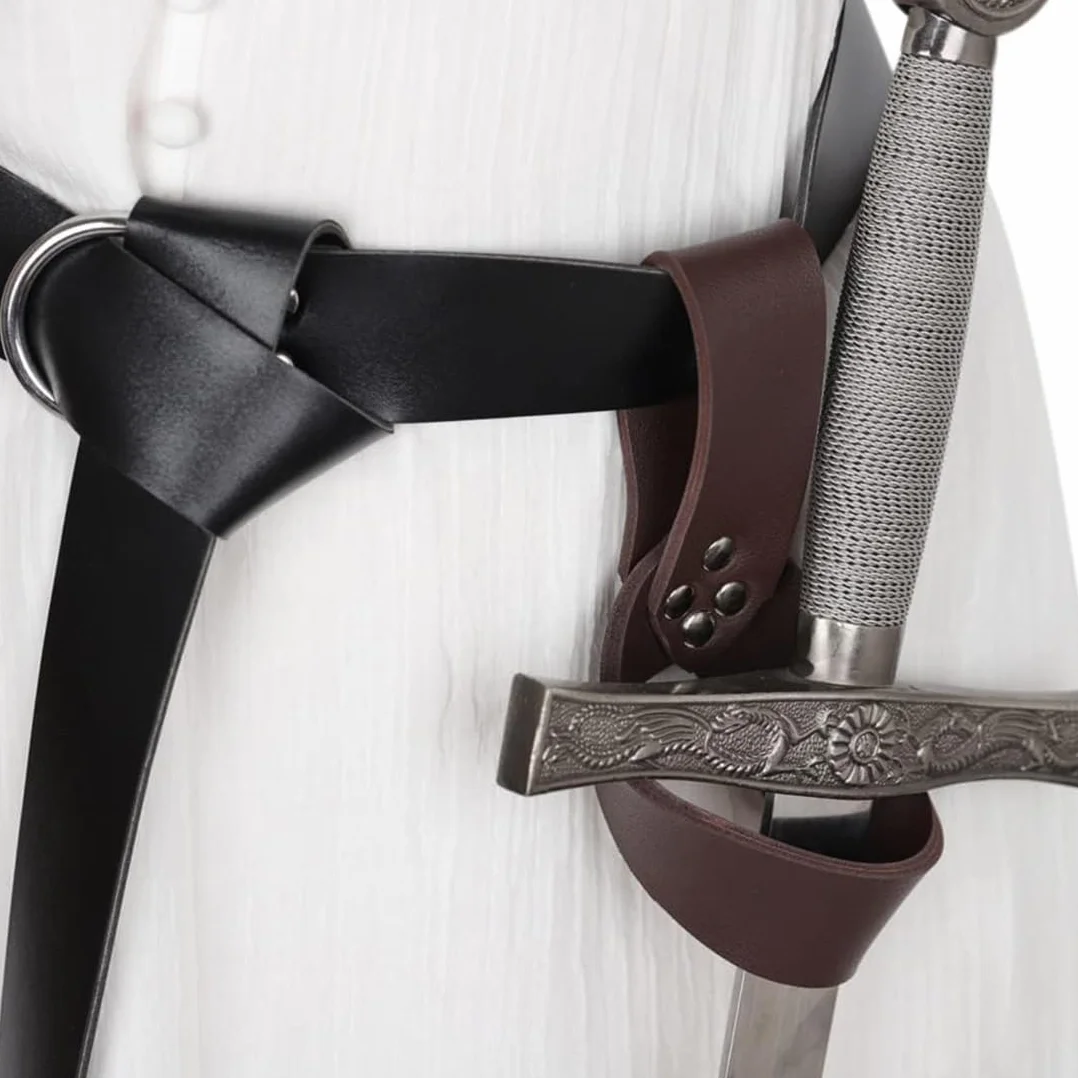Soporte para cinturón de espada ancha de cuero retro para Halloween