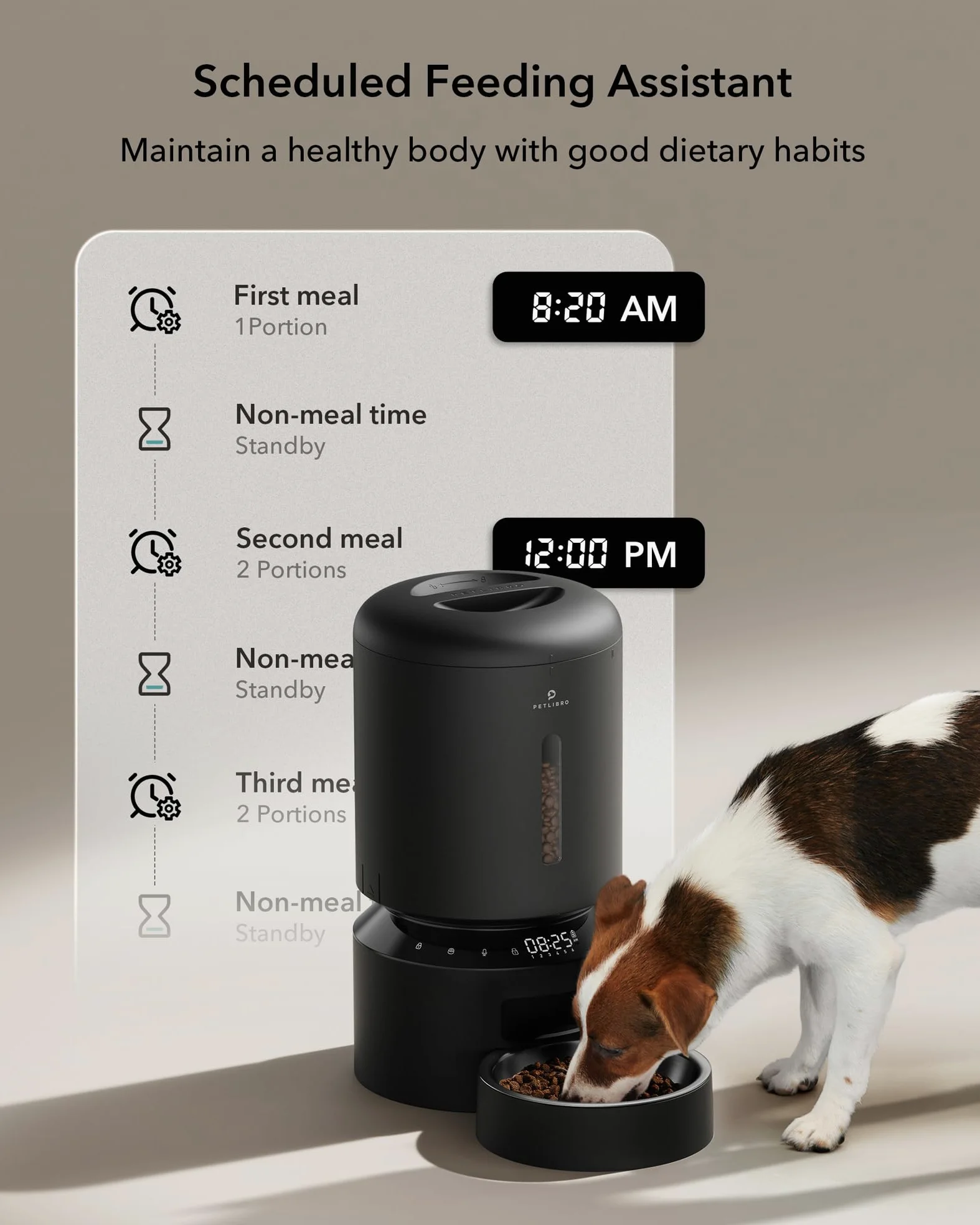 PETLIBRO 5G WiFi Comedero Automático para Gatos 5L con App- Dispensador de Comida para Perros, Sensor y Bloqueo de Comida Baja, 1-10 Comidas al Día, Control de App, con Tazón de Acero Inoxidable