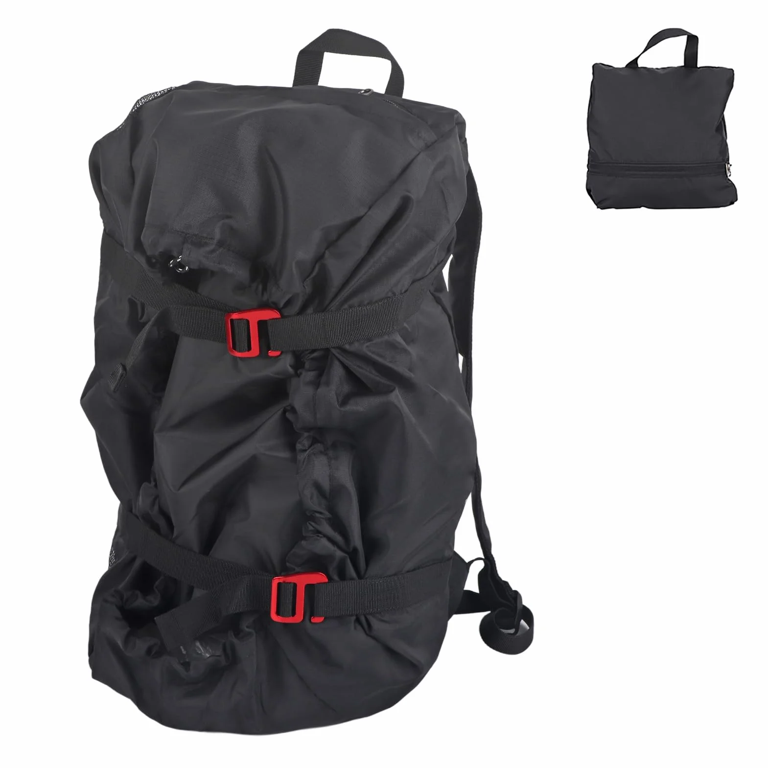 Bolsa de Escalada Oxford 210D Impermeable Plegable Mochila de Cuerda para Escalada en Roca (Negro)
