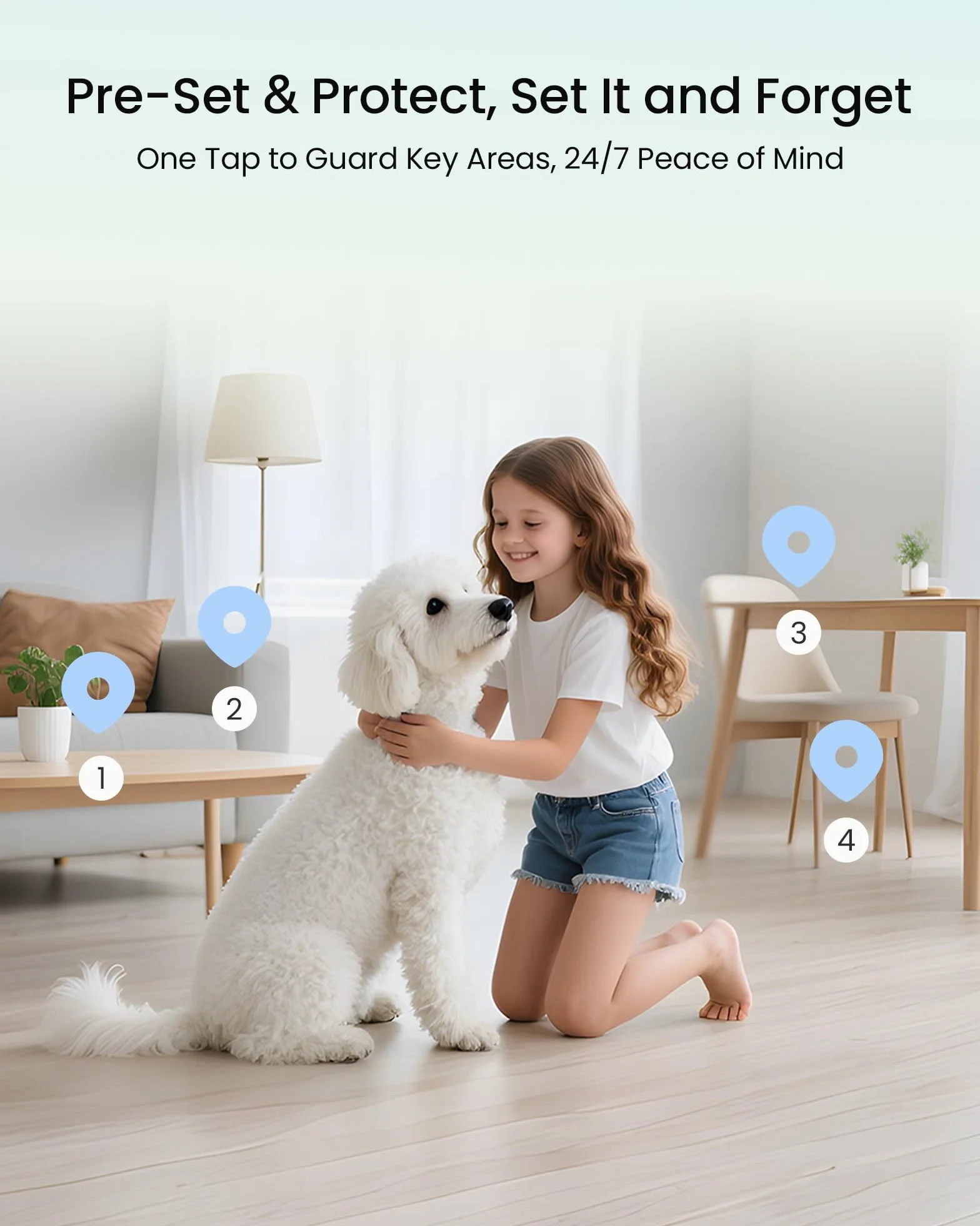 4K 8MP Camara Vigilancia WiFi Interior, 360° PT Cámara IP, AI Deteccion de Humana/Mascata, Seguimiento Automático, Audio Bidireccional, Visión Nocturna, 2.4G/5G WiFi, con Tarjeta de 64GB
