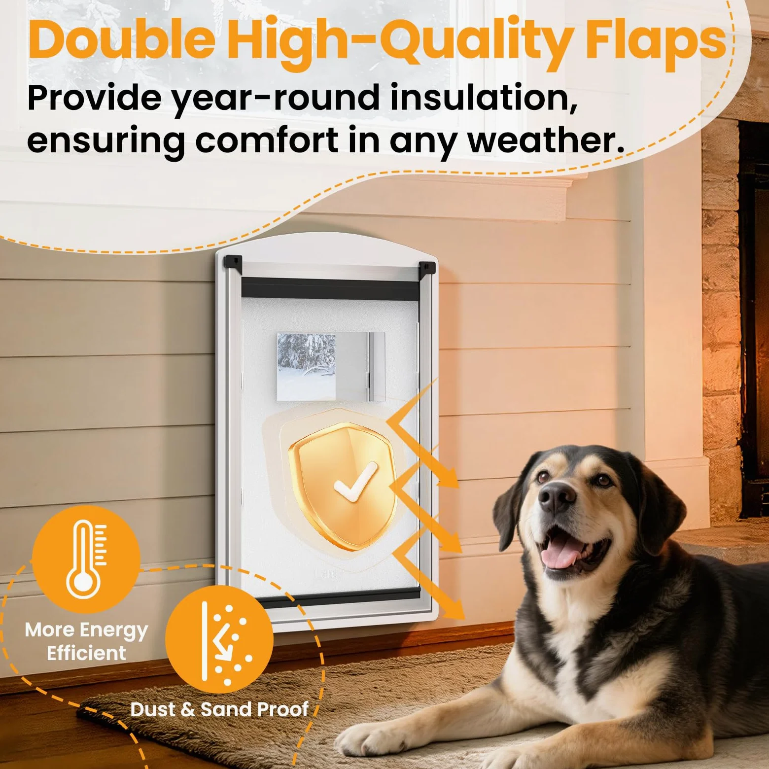 Cat Door for Wall, Energy Efficient Pet Door with Steel Frame, Telescoping Tunnel, Double Magnetic Flaps and Two Sliding Lock Panels, Easy to Install, Milky White, Small | Marco de acero, túnel telescópico, solapas magnéticas dobles, 2 paneles de bloqueo