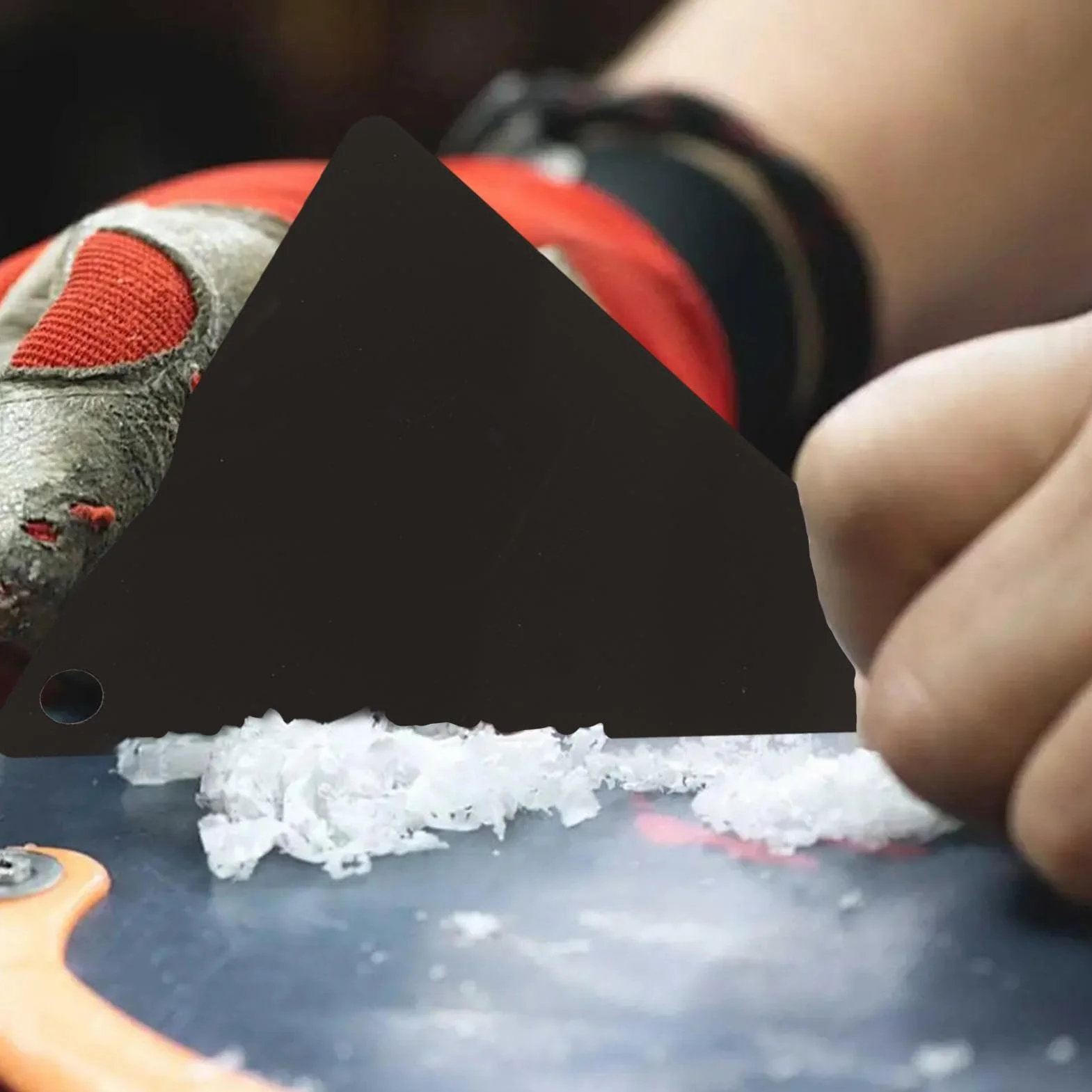 Rascador de cera acrílico triangular para snowboard y esquí