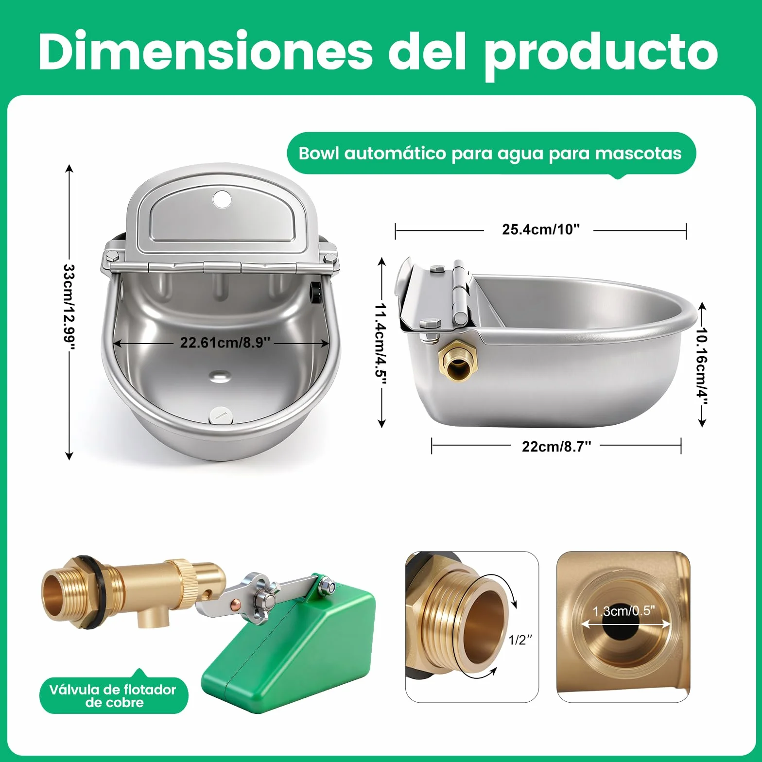 Bebedero Automatico con Valvula Flotador,Acero Inoxidable Bebedero Ganadero,Bebedero Caballos & Vacas Automatico,Bebedero para Ovejas Exterior,Bebedero Automatico para Ganado para Animales