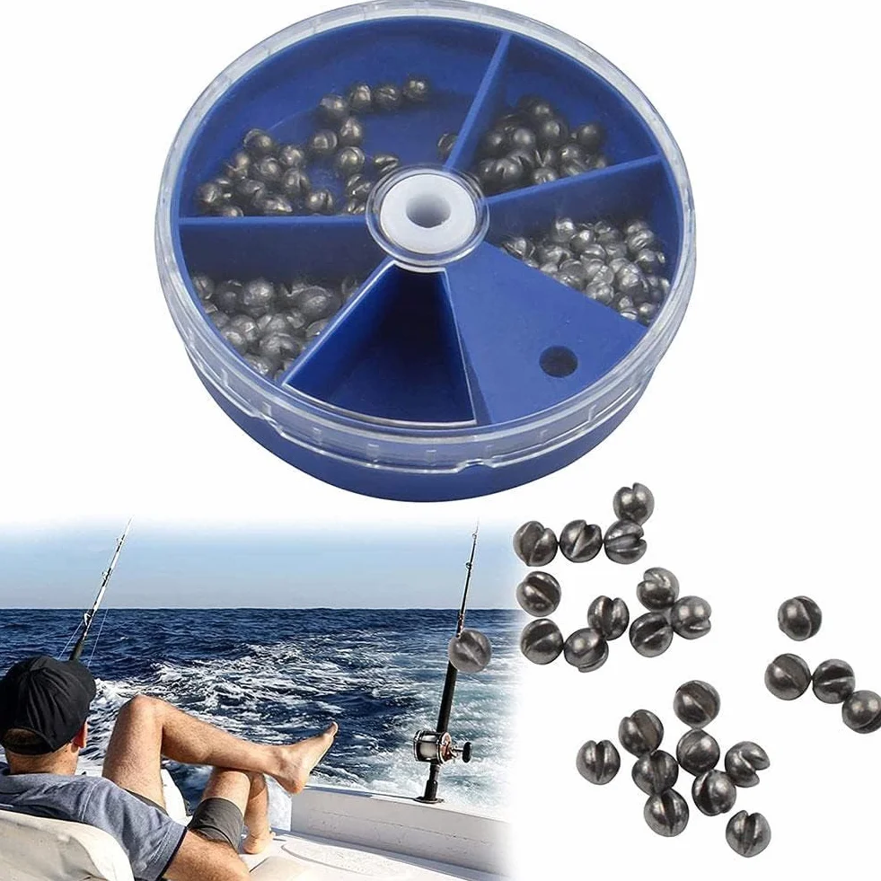 Plomo de Pesca Apertura Disparo Dividido 200 Pesos Kit Plomada 5 Tamaños 0.3g/0.5g/0.6g/0.8g/1g Pellizcar Dispensador Pesas Balsa