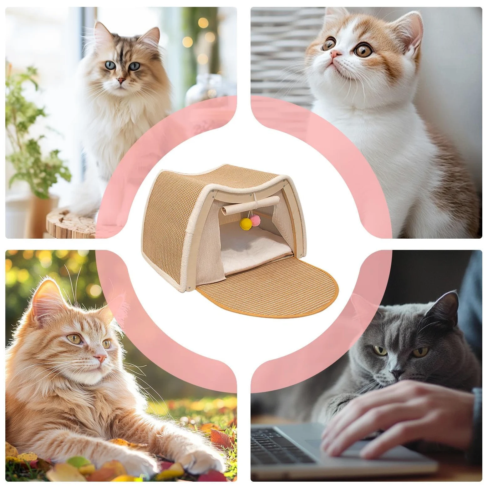 Casa para Gatos Rascador de Sisal para Descanso y Juego de | Grande Cama Cueva para Gatos Para Descanso Y Juego En Hogar Interior Salón Habitación Mascotas Suelo E Invierno
