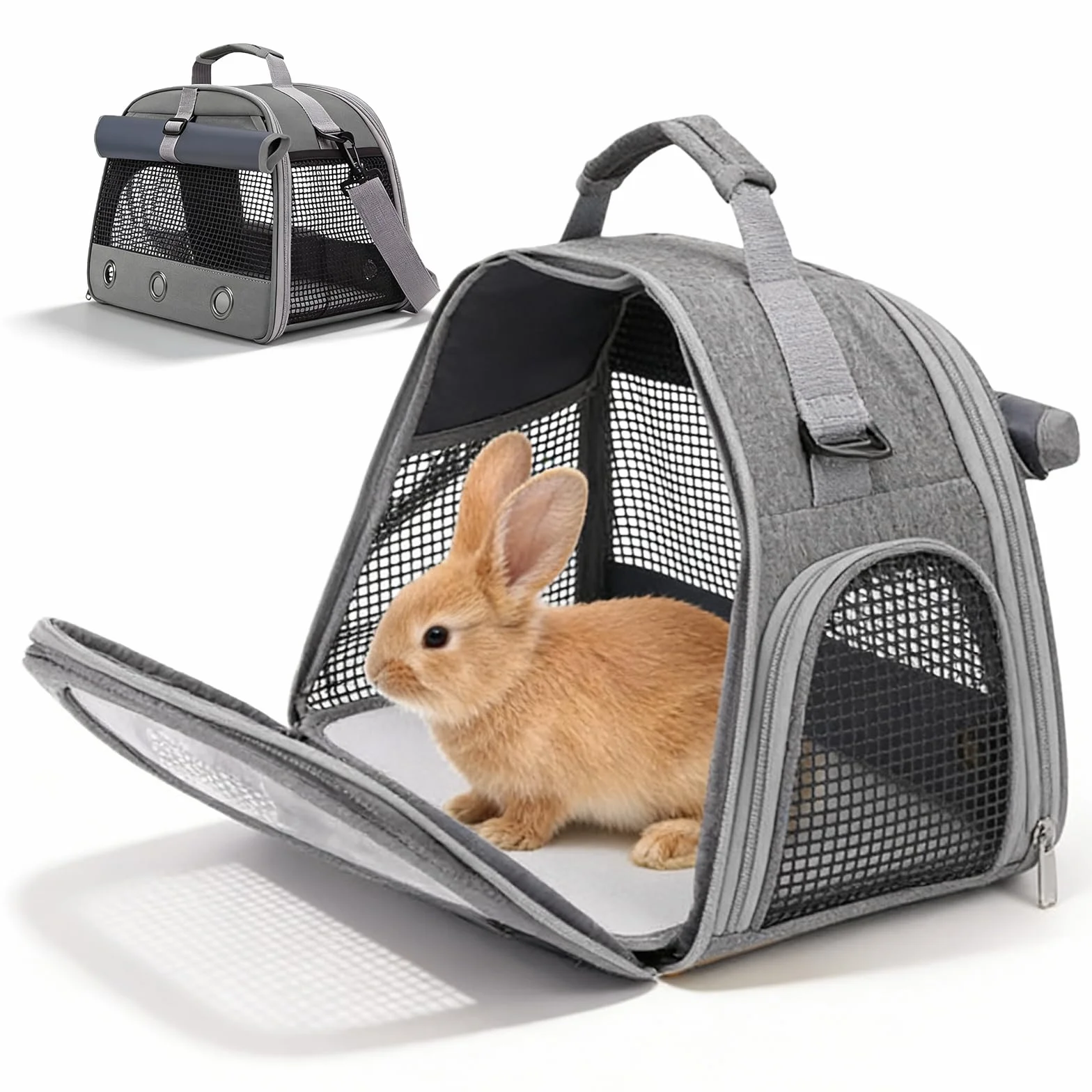 Transportín para animales pequeños, 35 × 23 × 25 cm, plegable, transpirable, bolsa de transporte para mascotas con apertura lateral, bolsas de transporte para gatos, perros, conejos, hámsters