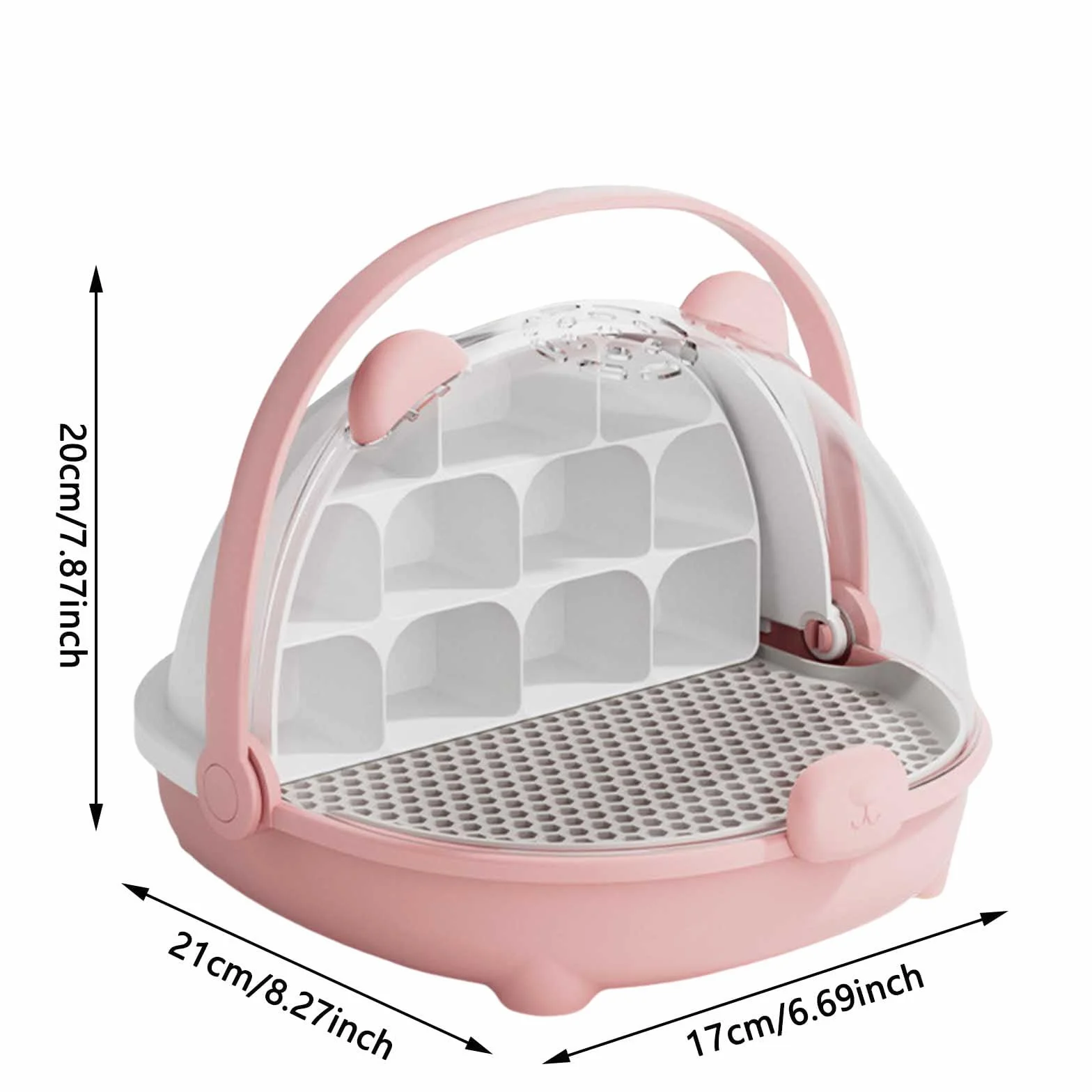 Caja de Crecimiento de Gusanos de Seda, cápsula Espacial para la cría de Gusanos de Seda, Tanque de Reptiles, Jaula de hábitat Animal,Caja de alimentación Transparente portátil con asa (Rosa)