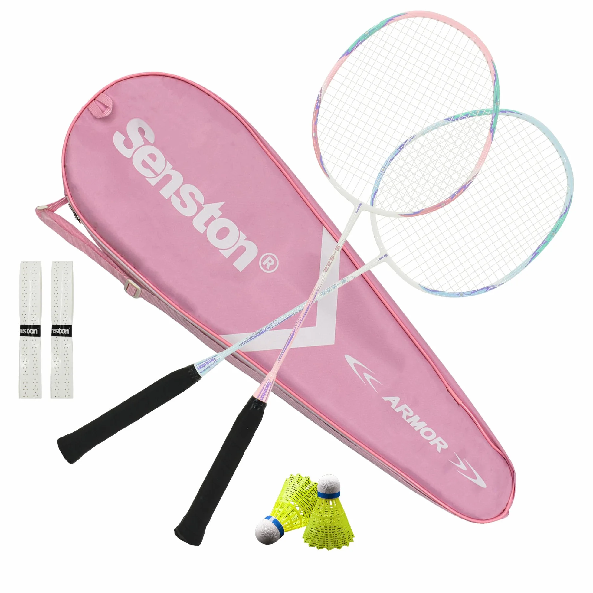 Senston Raquetas de Bádminton Adulto Unisex - 2 Raquetas con Bolsa y Volantes