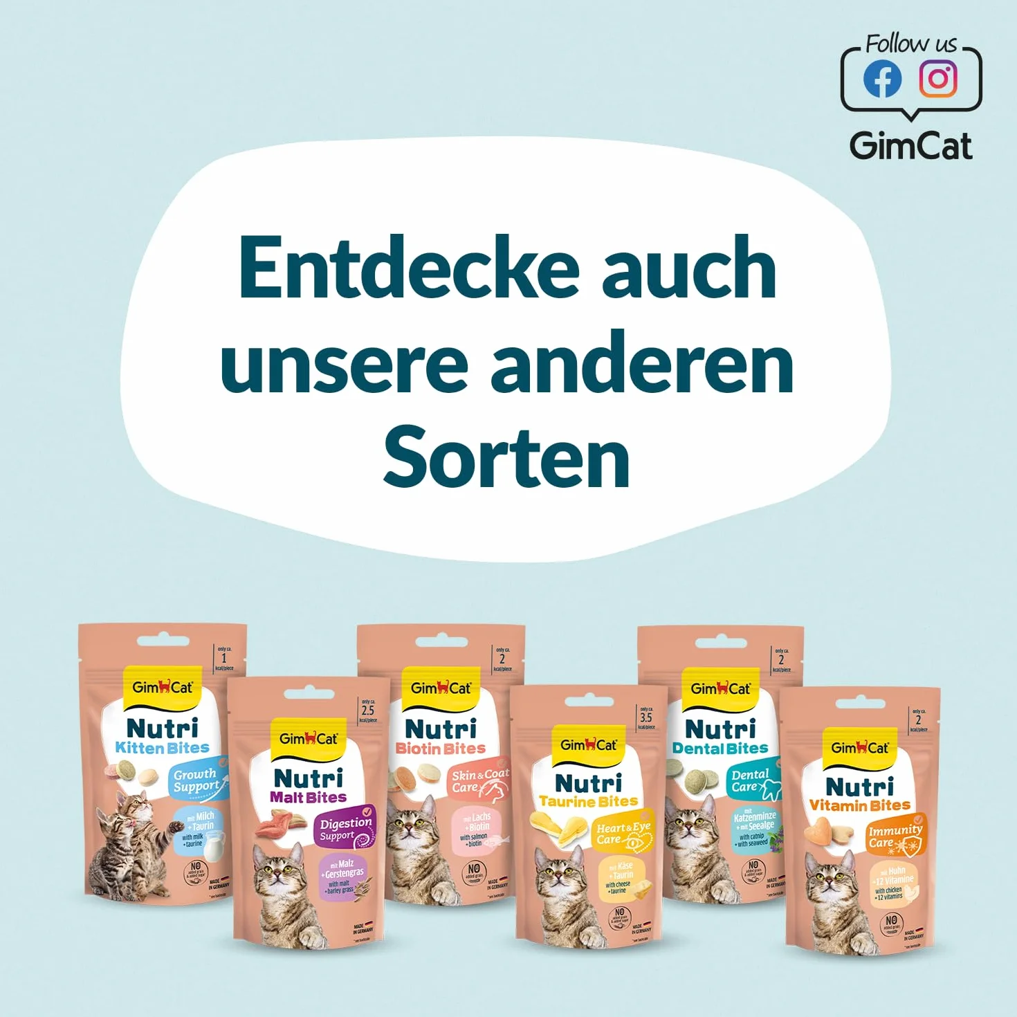 GimCat Nutri Dental Bites – Delicioso Aperitivo con una Receta específica para el Bienestar de tu Gato – 1 Bolsa (1 x 40 g)