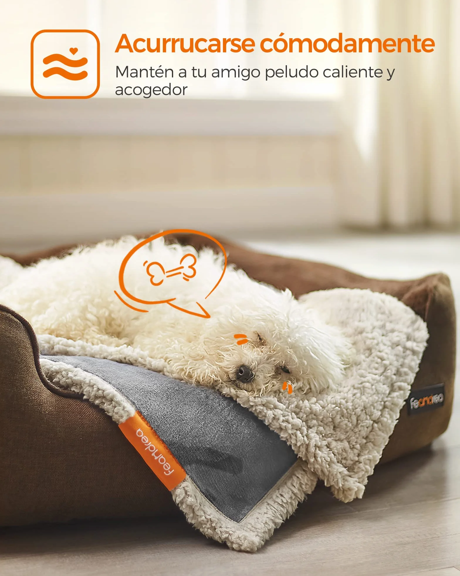 Feandrea Manta Impermeable para Perros, Vellón y Franela, para Perros Minialtura, Gatos, 73 x 63 cm, S, Reversible, Protección para Sofá, Cama, Lavable a Máquina, Gris PPB029G01
