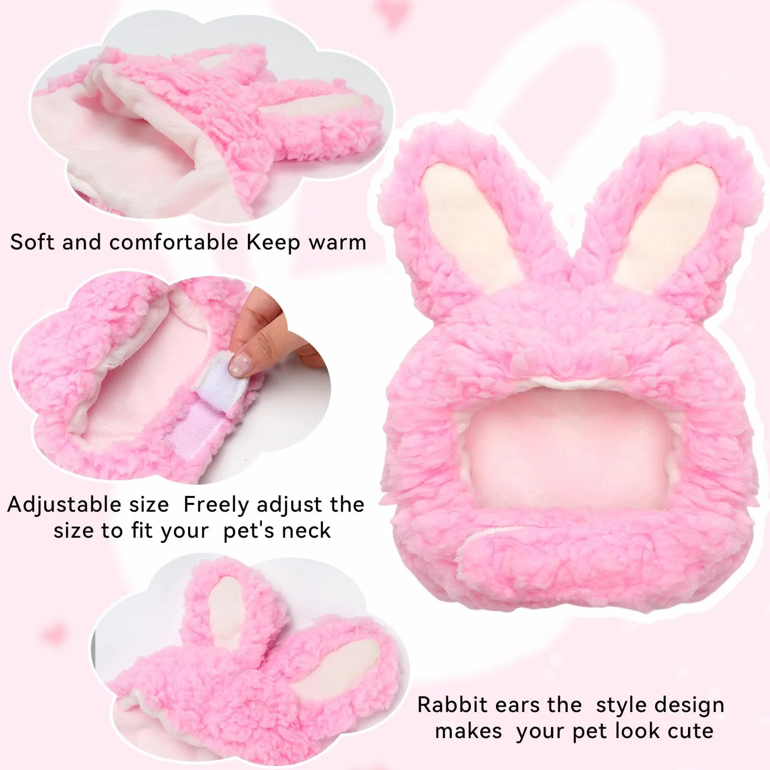Disfraz de Gato Orejas de Conejo, Gorro para Mascotas Pascua, Apto para Gatos y Perros Pequeños (Rosa)