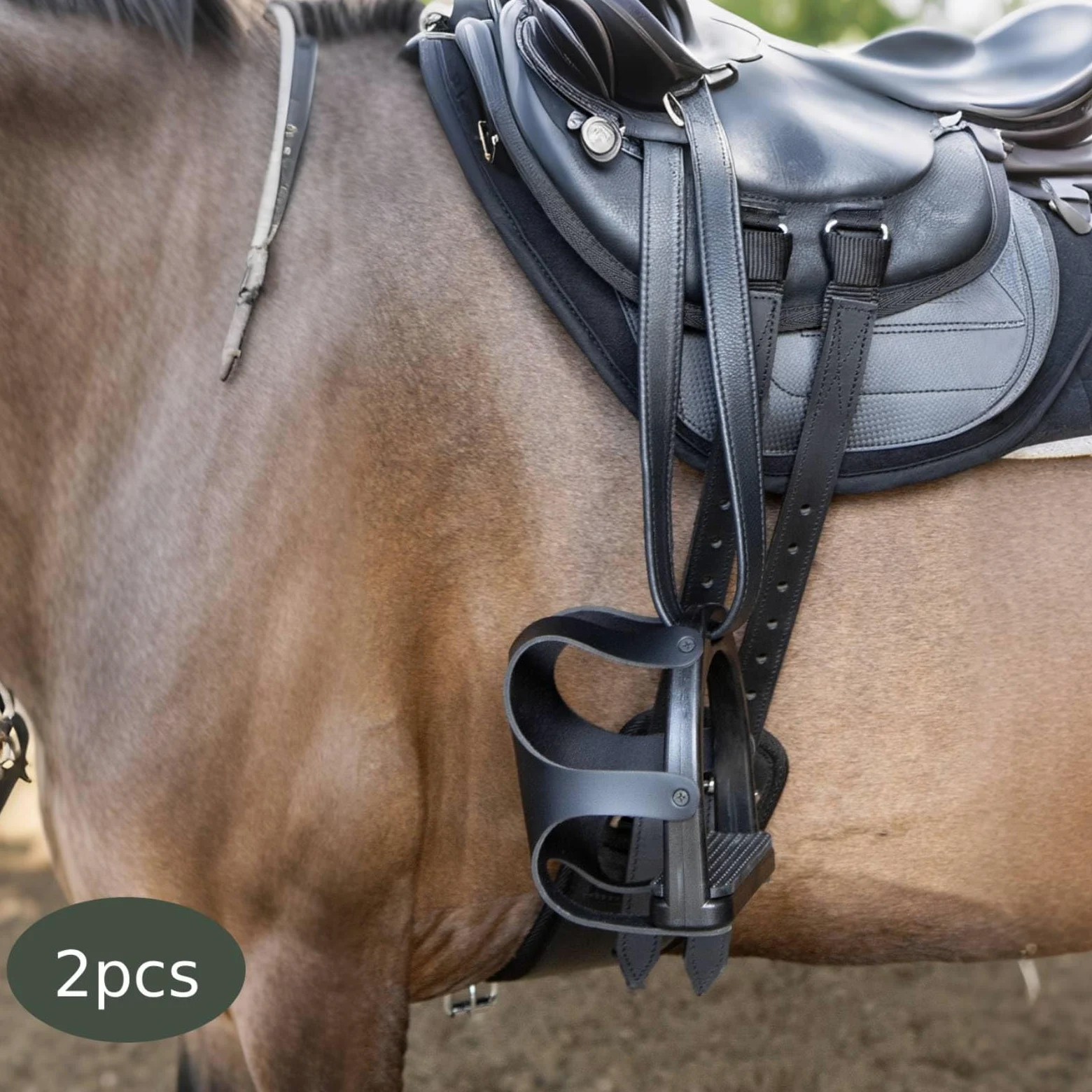 Amagogo Estribo de Jaula Ecuestre con Puntos de Agarre y Protector Curvo Cuerpo Moldeado Resistente de Resina Uniones Atornilladas Cómodo para Botas Adecuado, L