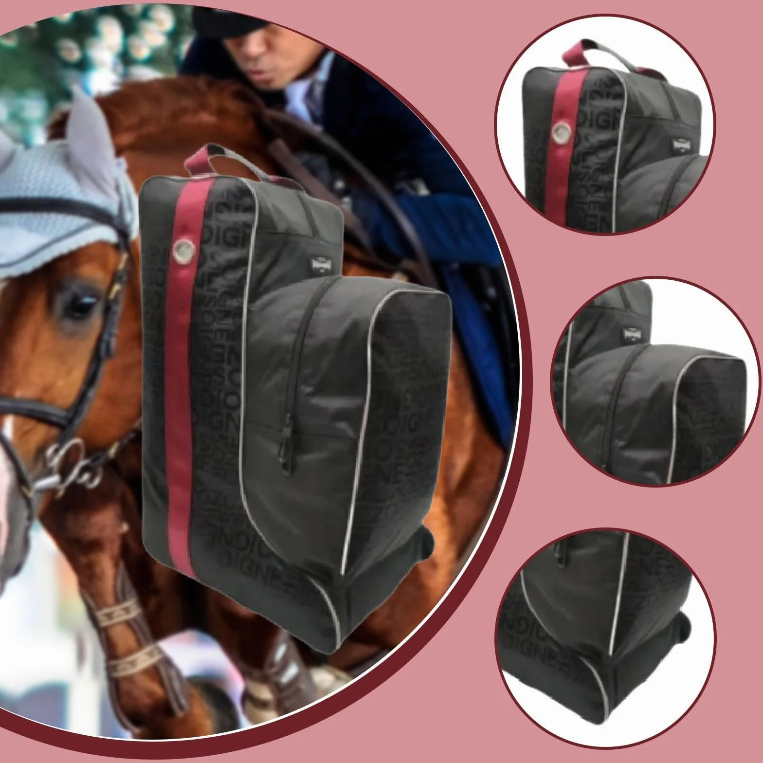 Bolsa para Botas de Equitación, Protección para Competición y Equipo Ecuestre de Tela Oxford, Bolsa de Arneses para Caballos, Bolsa para Botas de Montar de Vaquero, Impermeable, Multiusos