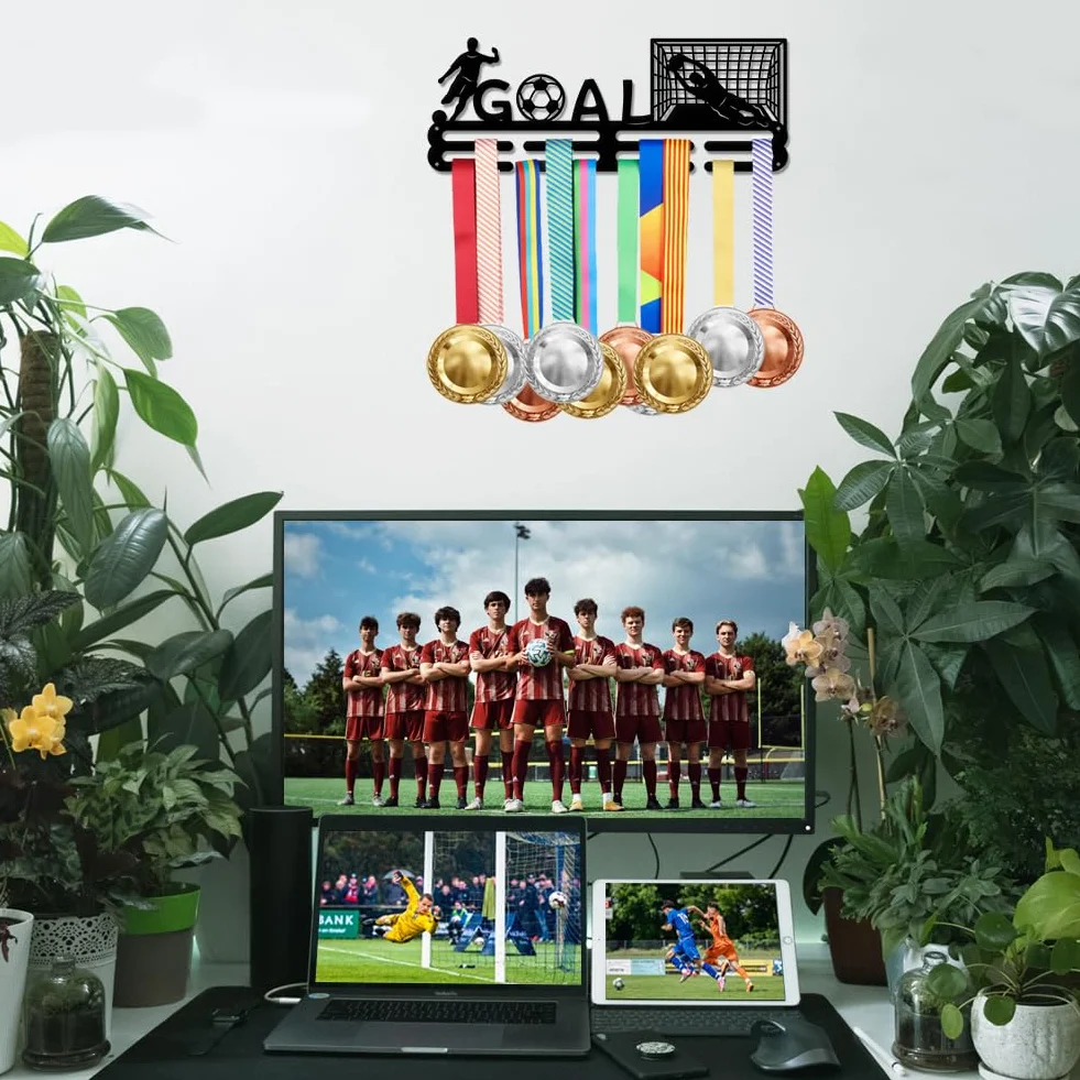 SUPERDANT Medallas de Fútbol Estante de Pared para Exhibición Marco de Cinta de Premios