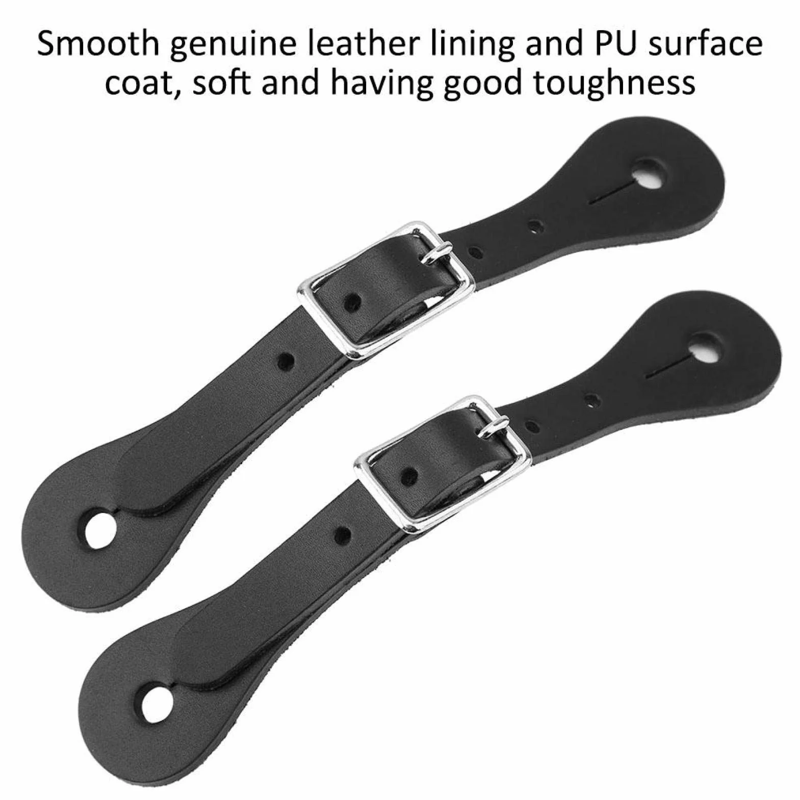 Correa de espuela de Caballo Leatherw 1 par Negro Accesorio para Montar a Caballo