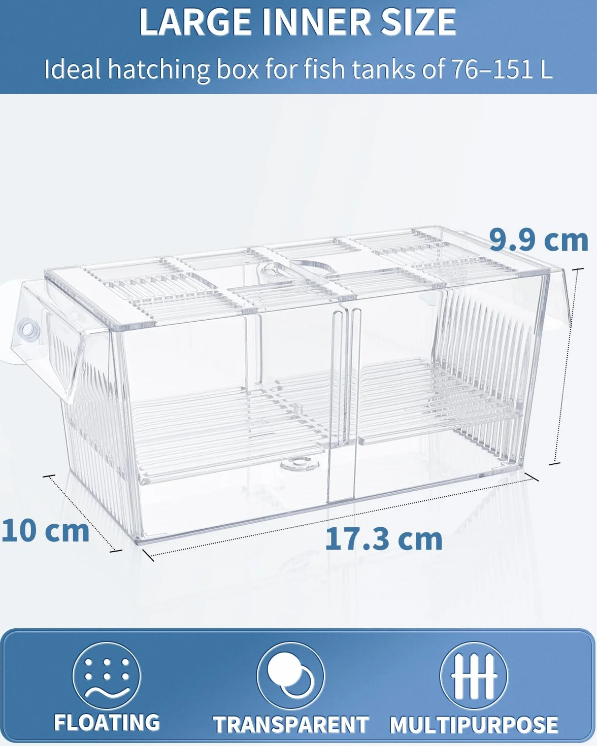 Pawfly Caja de Cría para Peces de Acuario Acrílico Incubadora Tanque con Ventosas Caja de Aislamiento Grande para Peces Bebé Camarón Betta Guppy y Platy