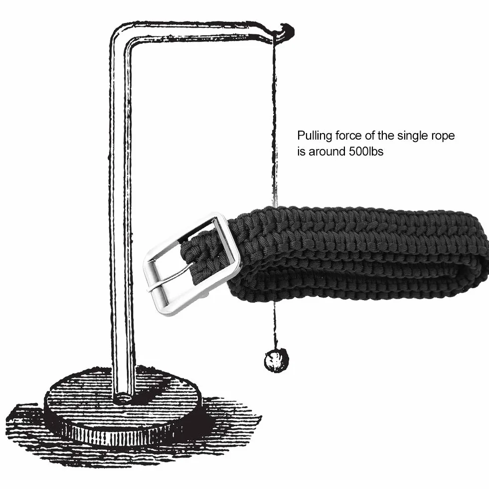 Cinturón de Supervivencia de Paracord Duradero, Cuerda Tejida Hecha a Mano para Acampar y Senderismo