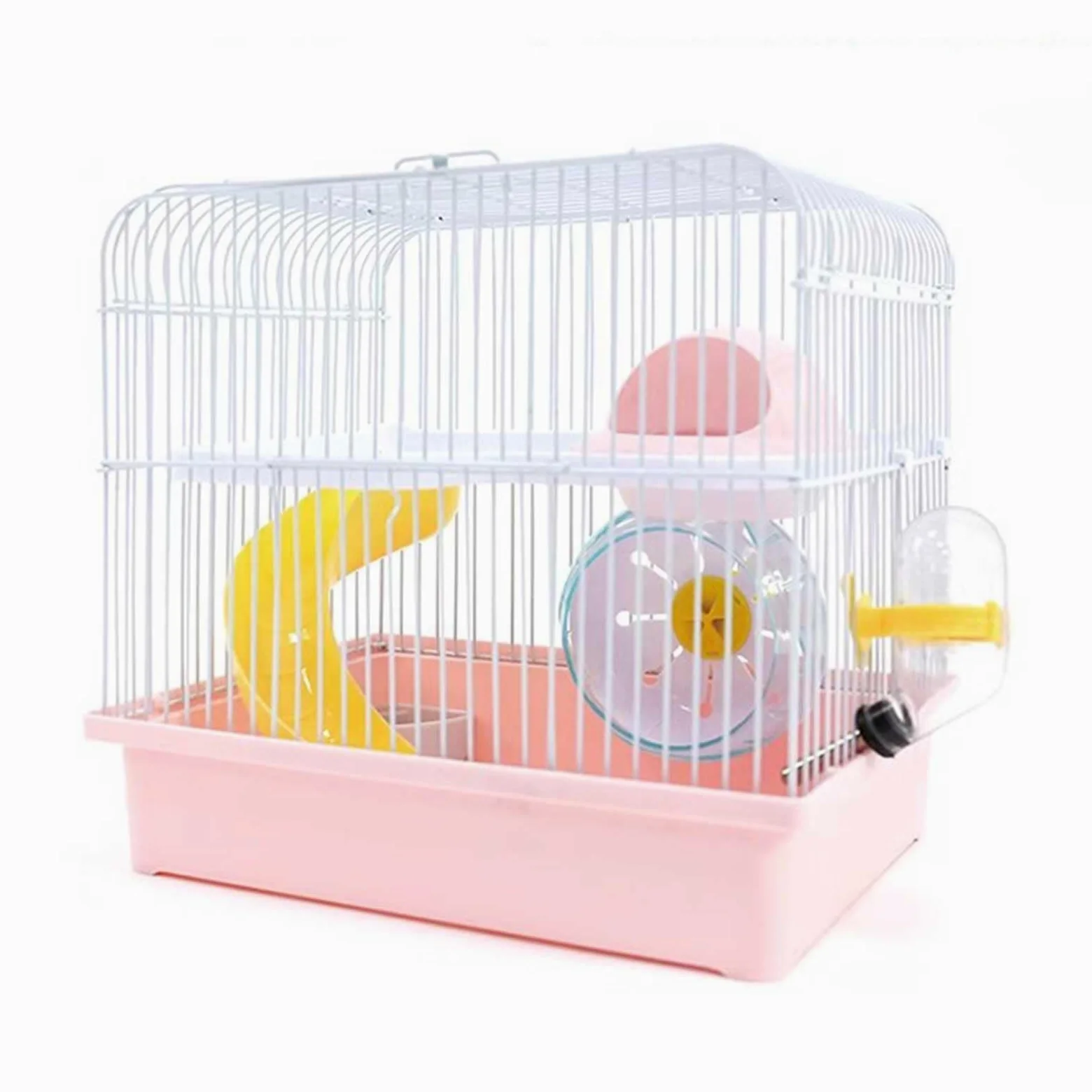 Jaula para hámster, hábitat de 2 pisos con dormitorio, hervidor, caja de comida y tobogán para animales pequeños, recinto ideal para ratones, jerbos y erizos