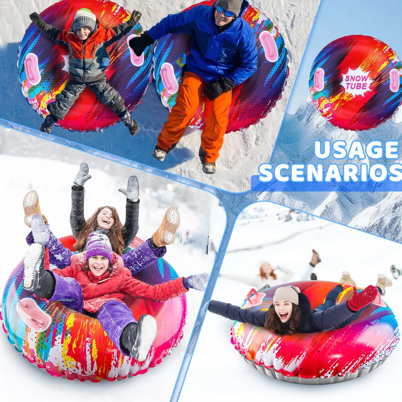 Colchoneta Nieve Fancysky Trineo Inflable 80x80 cm Tobogán Nieve Invernal