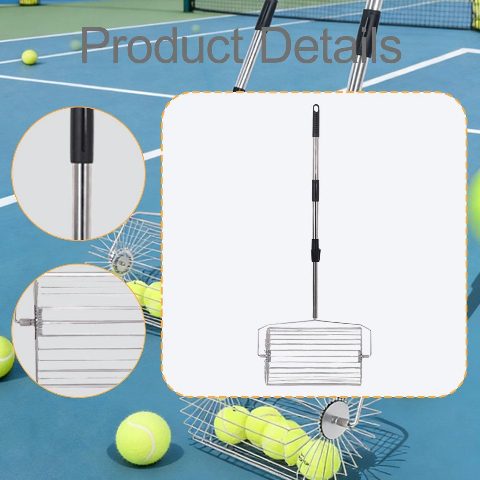 Recogedor de Pelotas de Tenis Oshhni, Herramienta de Recogida Rápida, Ligero, con Ruedas