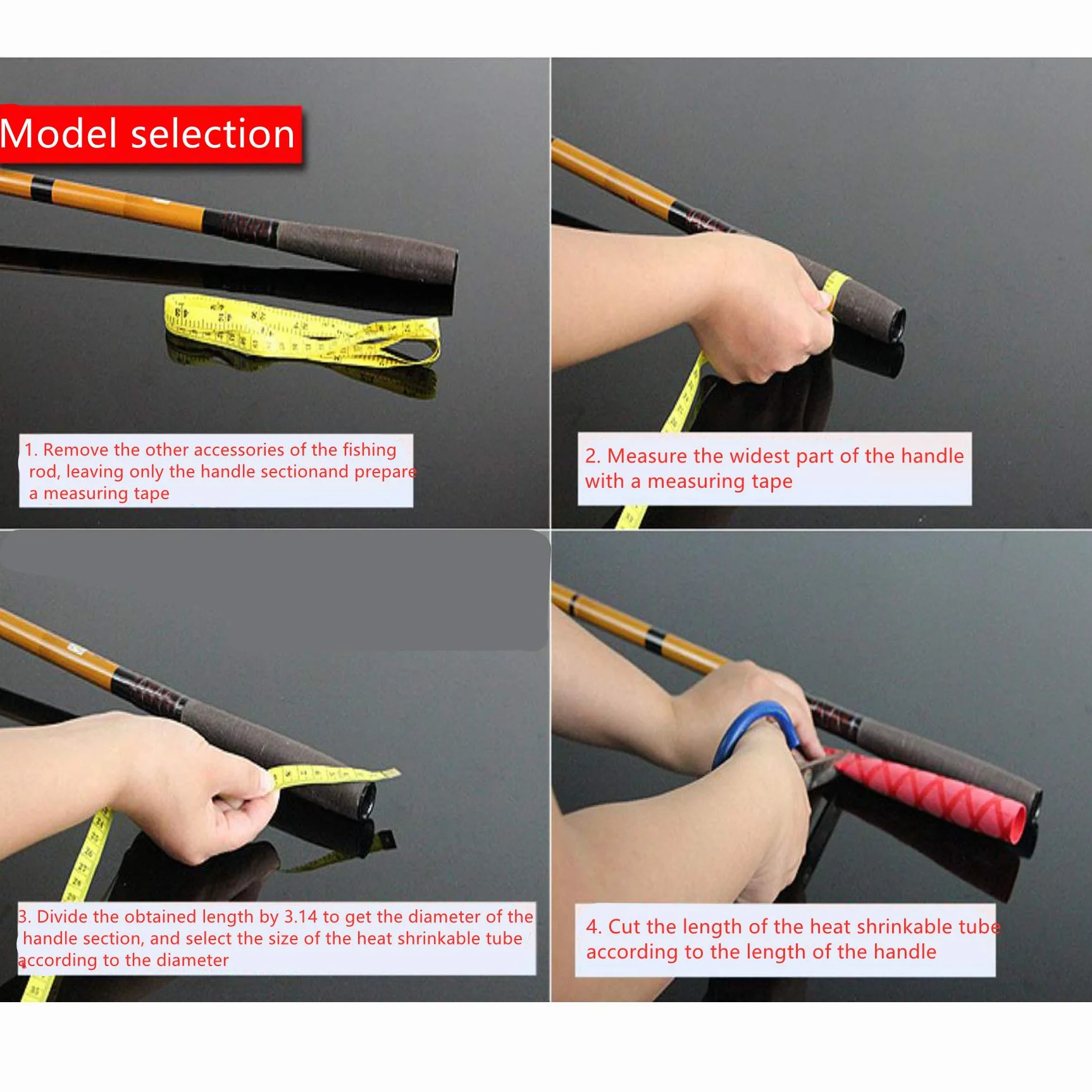 Tubo de Envoltura termorretráctil X-Tube Antideslizante Impermeable para Caña de Pescar y Mango