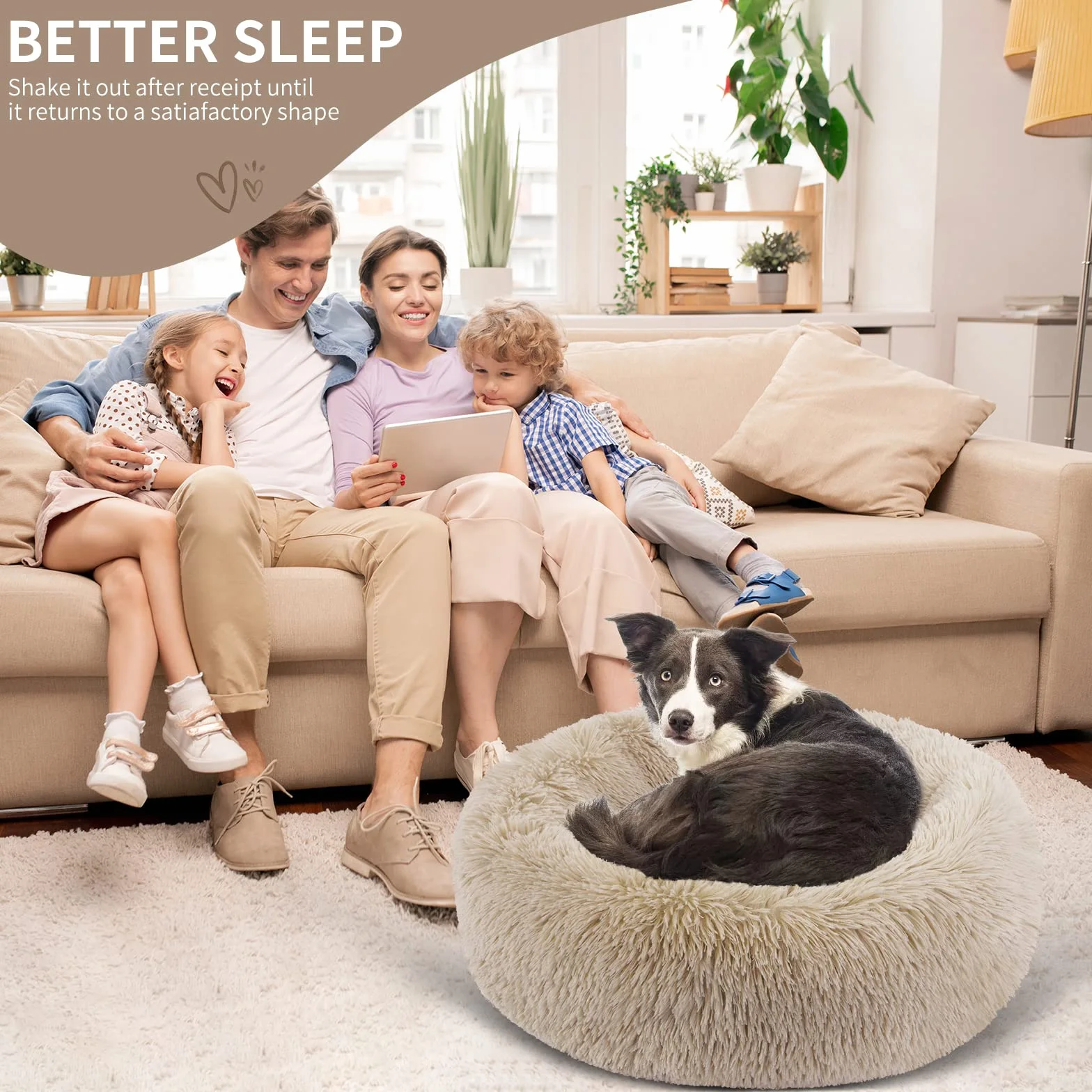 BVAGSS Cama de Felpa Deluxe Plush Redonda de Pelo Nido de Donut para Mascotas Deluxe para Gatos y Perros XH034 (Diameter:70cm, Light Brown)