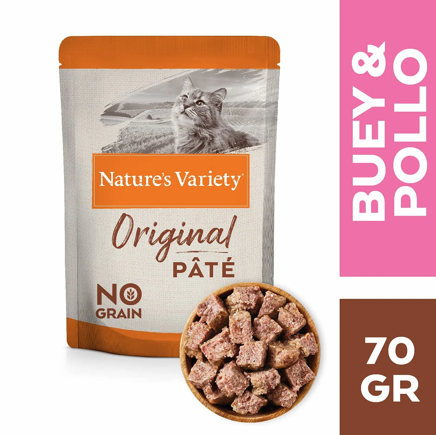 Nature's Variety Original No Grain - Multipack de patés para Gatos Adultos - 3 Multipacks de 12 x 70 g - Total 2,52 kg
