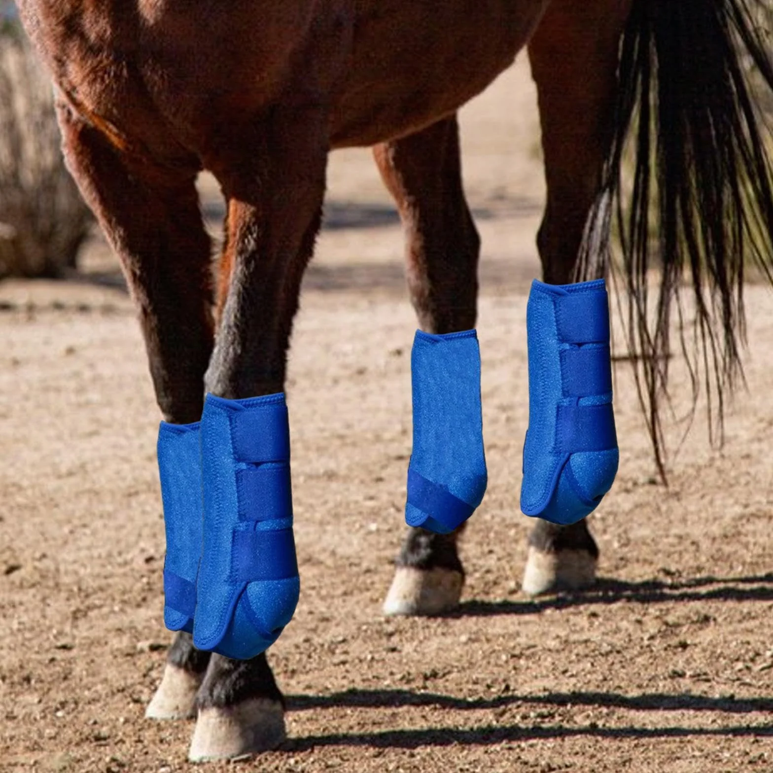 4 Uds Botas de Caballo Protectores de Piernas Ajustables Cómodos Neopreno Reutilizables Transpirables Protectores de Caballos Conjunto de Equipo de Pi
