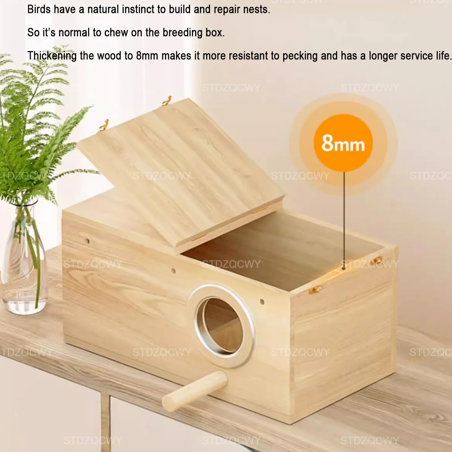 Caja Nido Resistente, Caja Nido para Periquitos, Caja Nido para Pájaros, Jaula, Casa De Madera, para Agapornis Pinzones, Periquito Cacatúa, Loro Conure, Planeador del Azúcar, Ardilla, Rata, Pinzón