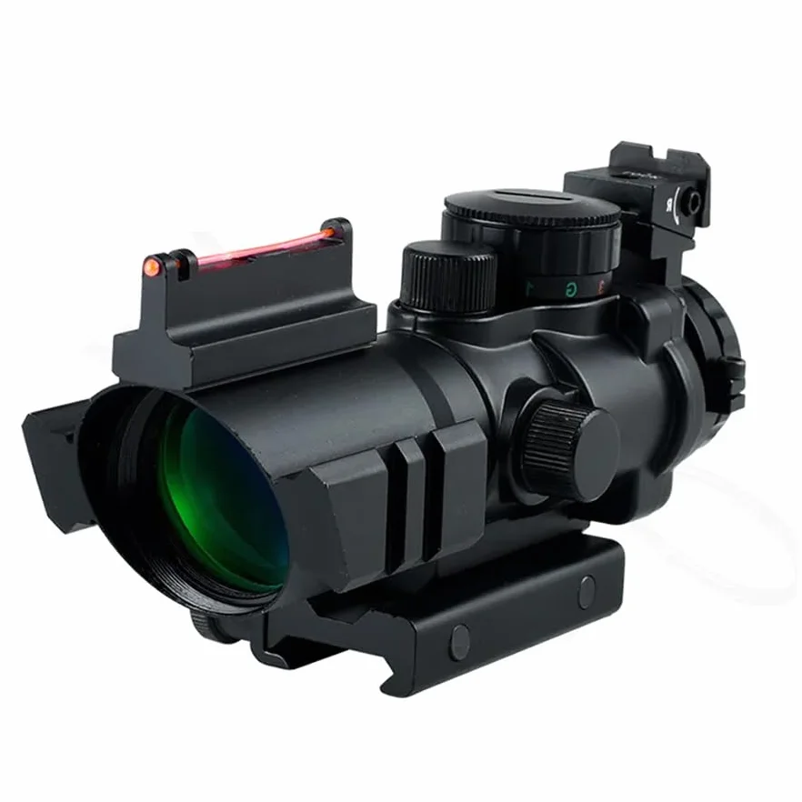 Visor Quick Shot 4X32 con mira Abierta para carabinas de aire comprimido y Airsoft 4 aumentos retícula iluminada