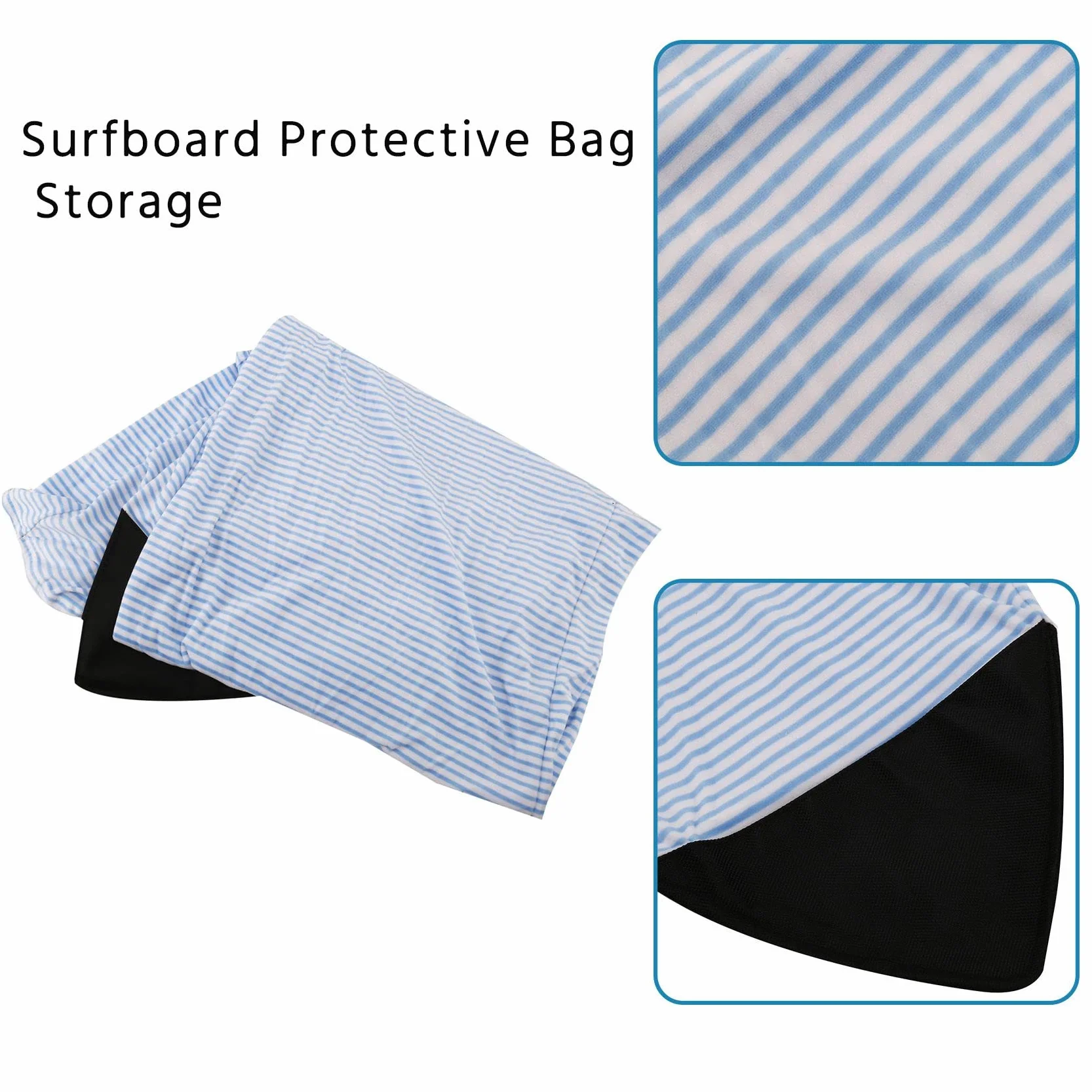 Tabla de surf 6 pies rayas azules y blancas bolsa de protección maleta de almacenamiento