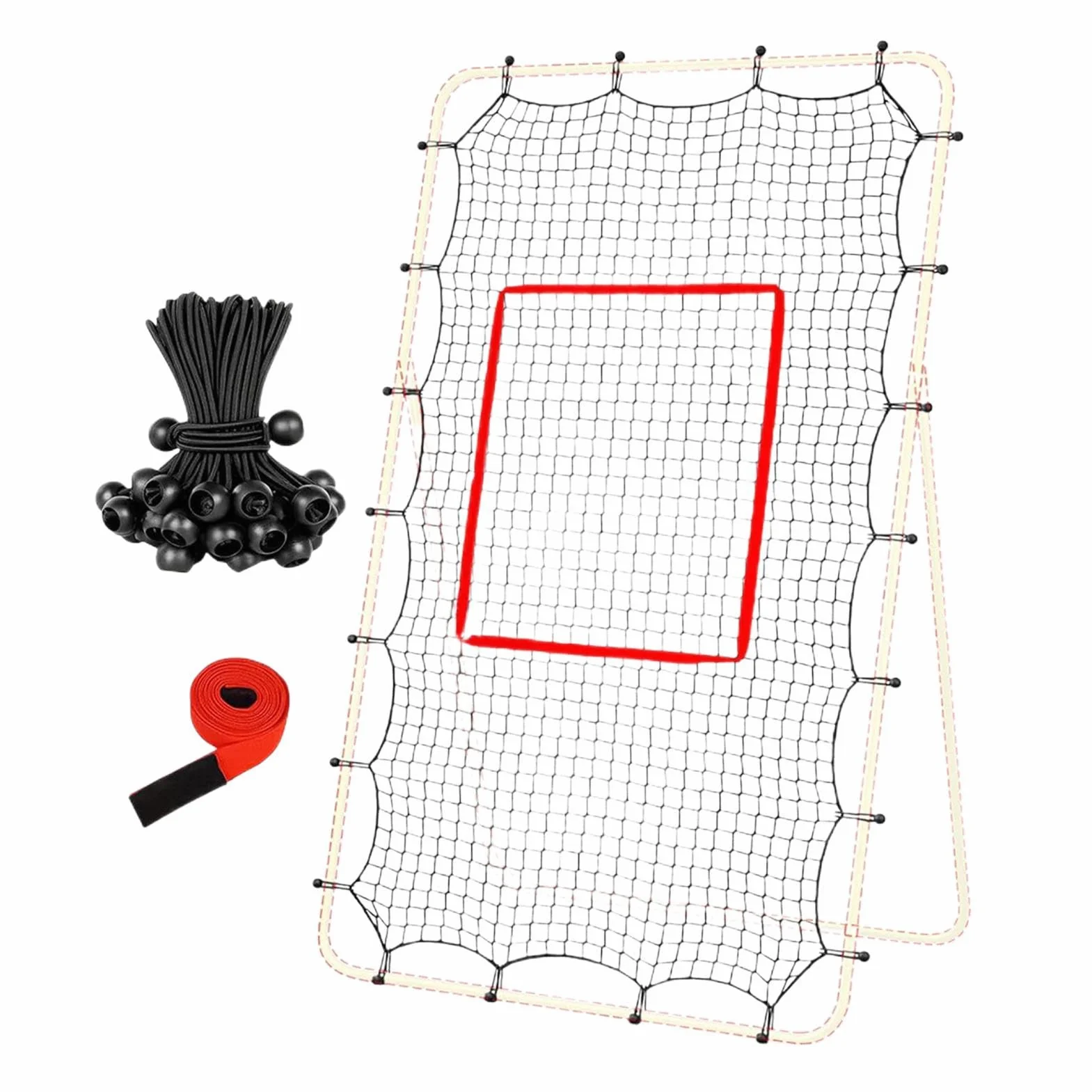 Red de Rebote de Voleibol con Malla de 1,5 Pulgadas, 28 Cuerdas Elásticas, Entrenamiento Ajustable