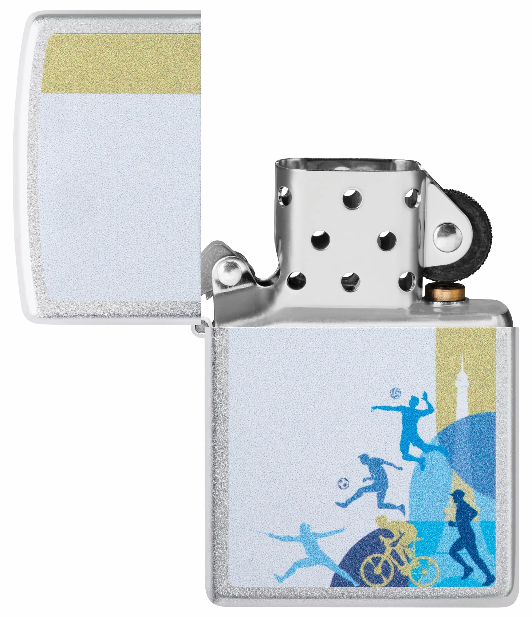 Zippo Encendedor a prueba de viento Sports Players Satin Chrome Recargable Caja regalo