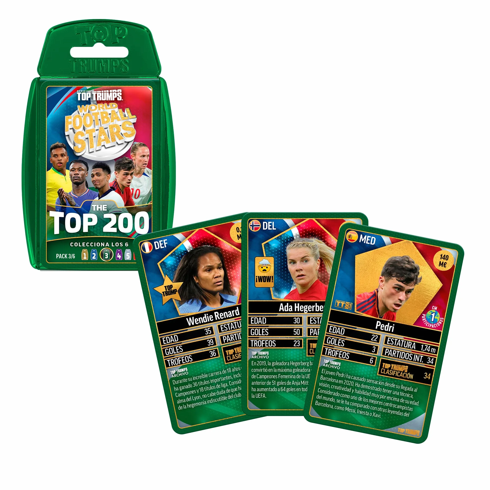 Bizak Futbol Mundial Top 200 Set Trading Cards Verde 34 Cartas Coleccionables Jugadores Top