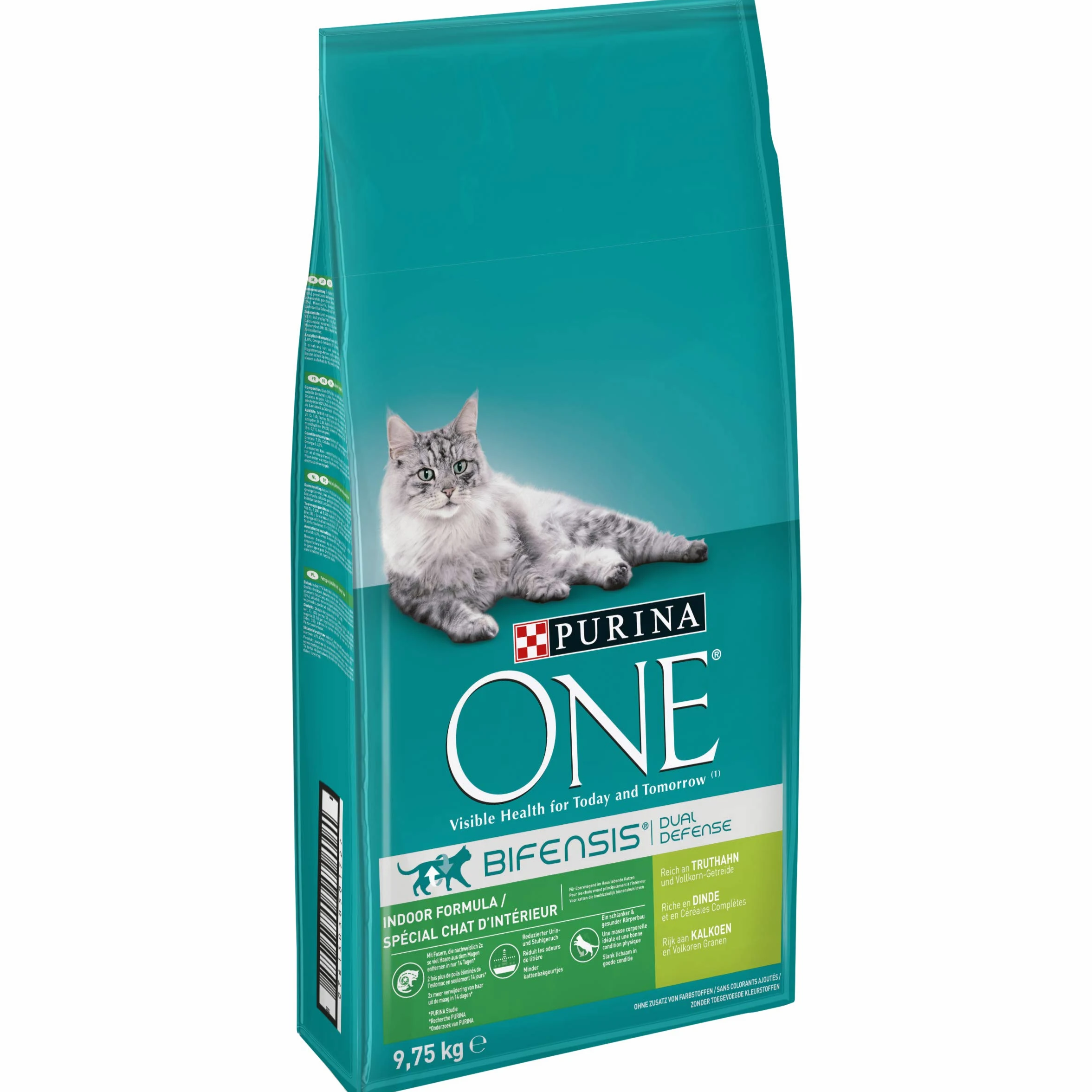Purina One Bifensis Indoor - Pienso para Gatos Adultos, 1 Saco de 9,75 kg | Pienso para gatos adultos con pavo y cereales integrales