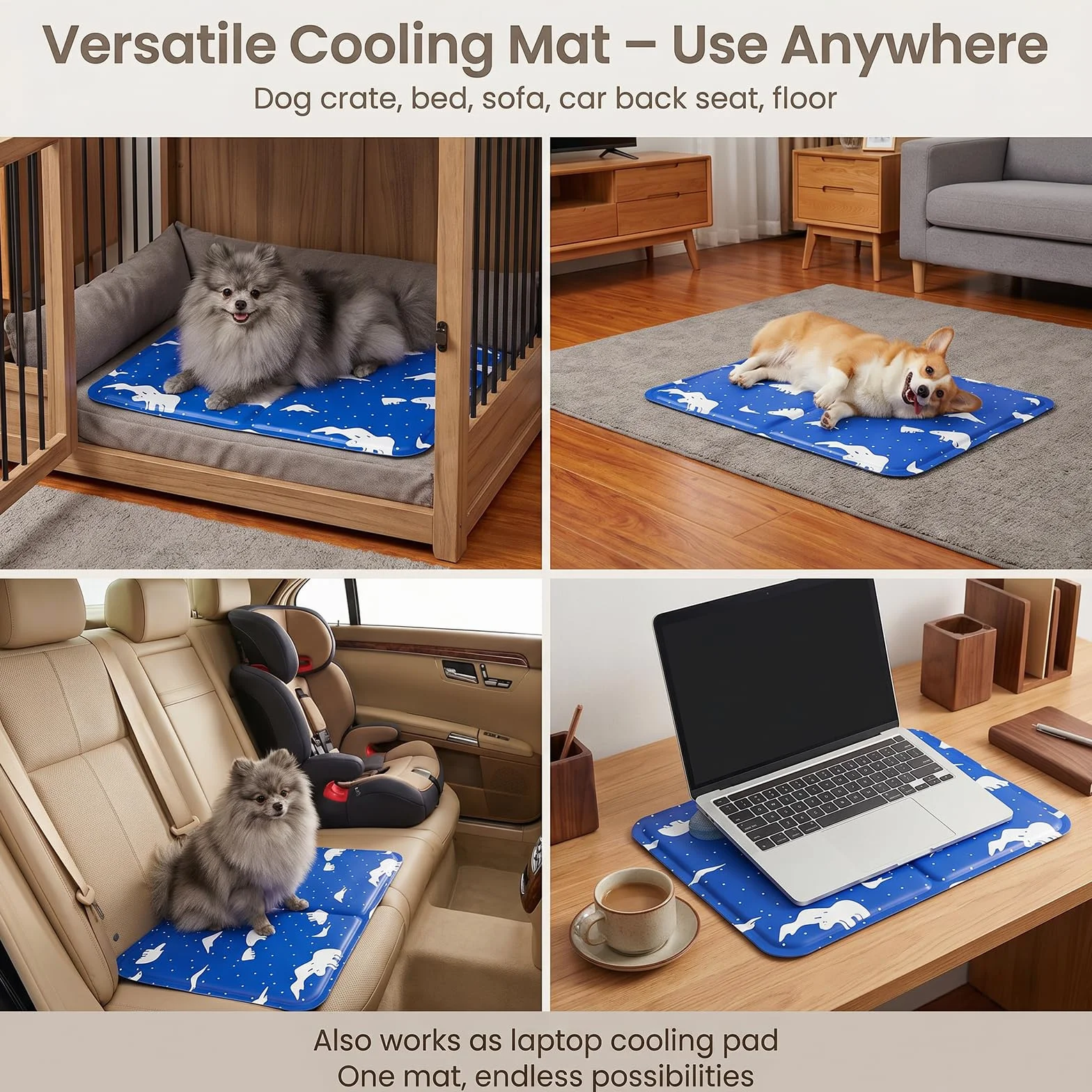Alfombra Refrescante para Perro Gato,Mascotas Alfombrilla Autoenfriante,Camas refrescante para Mascotas,Prueba de Arañazos/Impermeable/Antideslizante,para en Verano,50x60cm, L, Azul